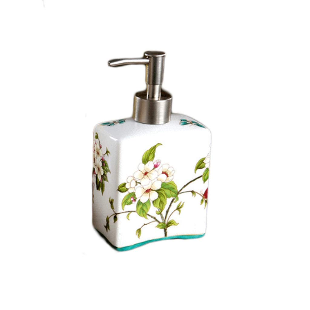 AVEO Stainless Steel & Ceramic Square Soap Pump Dispenser - White - Compact Bathroom & Kitchen Soap Dispenser for Countertops, Sinks, and Vanities