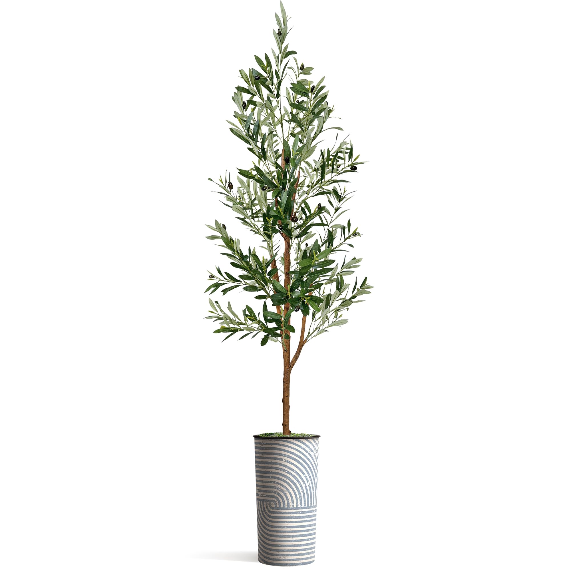 Modern Geometric Planter with Artificial Olive Silk Tree - 68