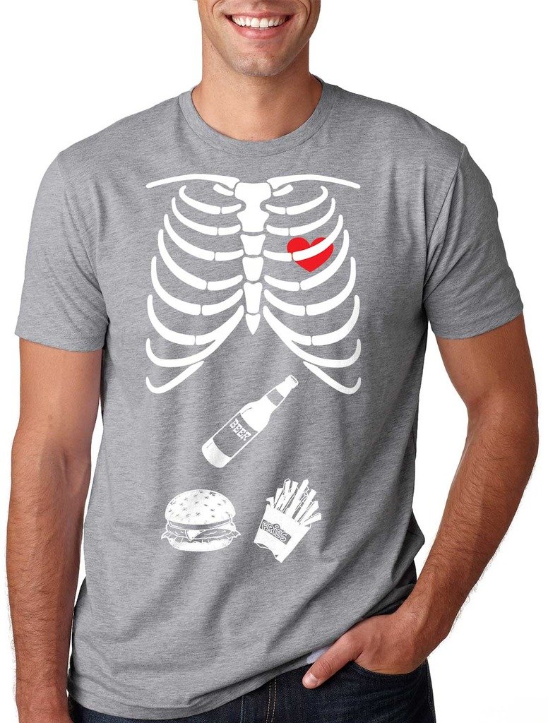 Halloween Skeleton X-ray Burger T-Shirt for Men | Funny Halloween Costume & Party Outfit | Perfect for Halloween Parties, Cosplay & Themed Events