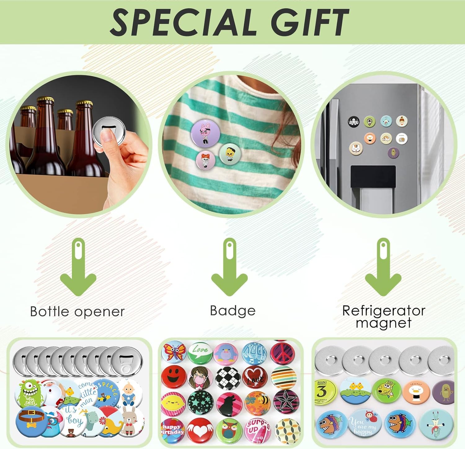 Professional Button Maker Machine Kit - 330 Sets with 1