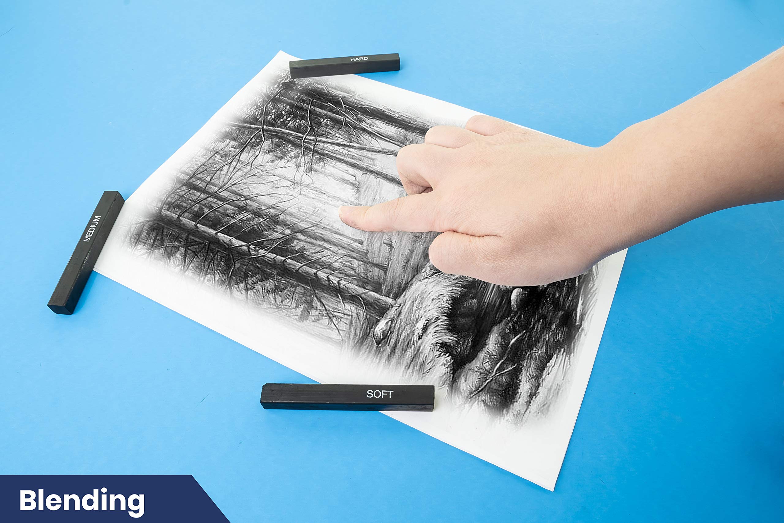 Pacific Arc Compressed Charcoal Sticks Medium 12 Pack - Professional Drawing & Sketching Supplies for Artists - Perfect for Shading, Portraits, and Fine Art Projects