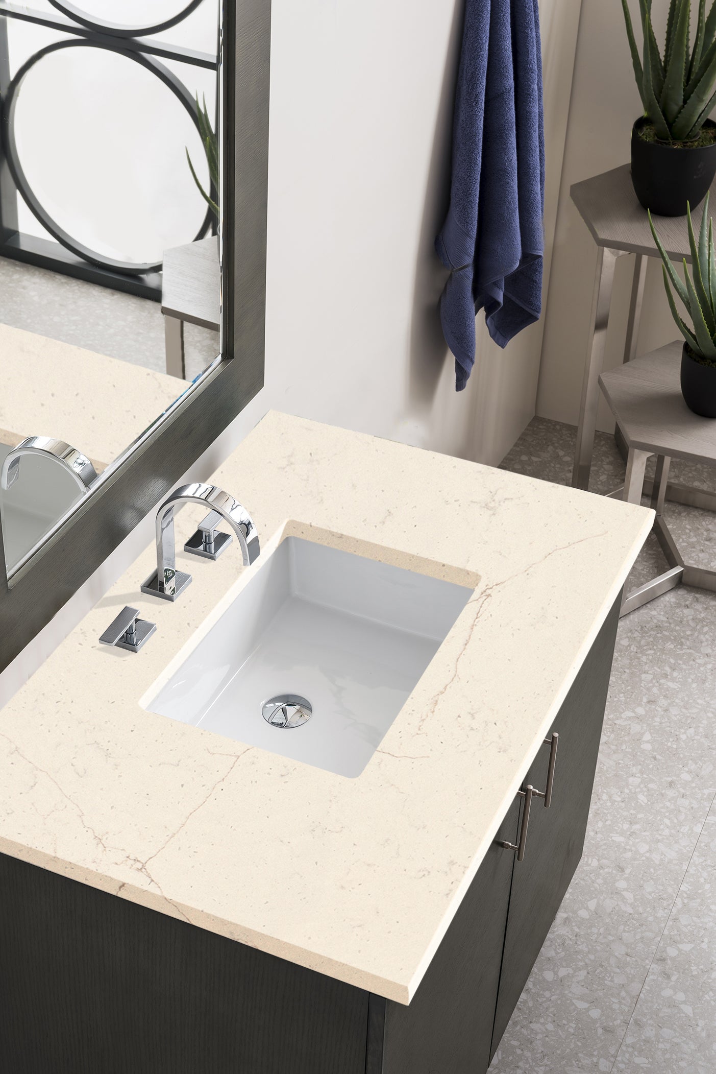 Metropolitan 36 Inch Single Bathroom Vanity with Marble Quartz Top in Silver Oak - Perfect for Modern Master Bathrooms & Powder Rooms