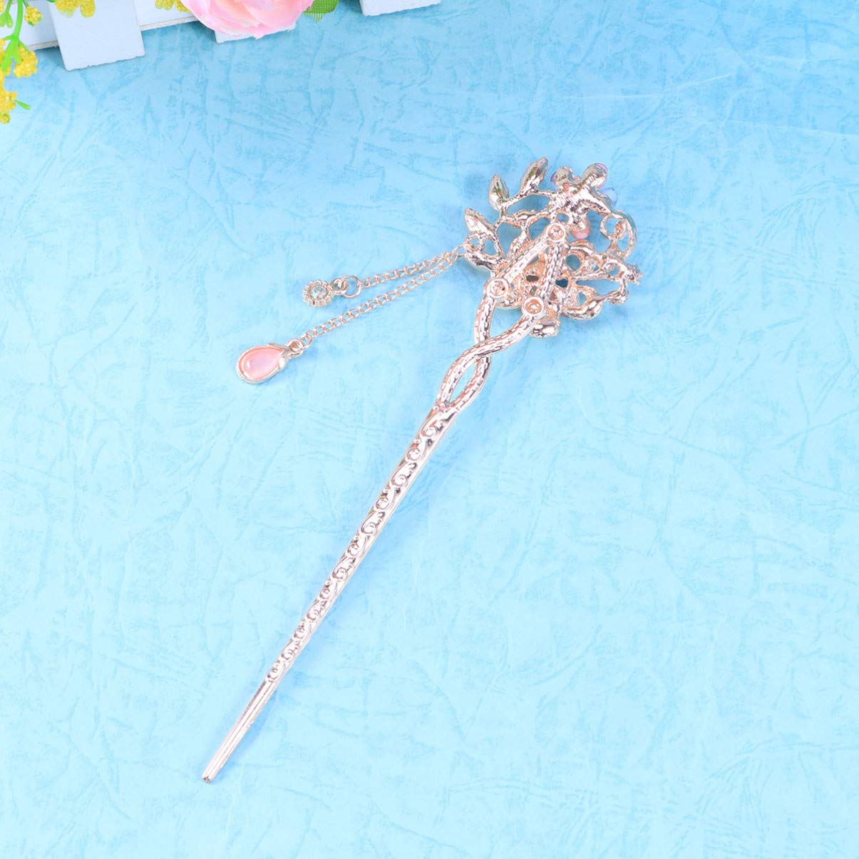 Lurrose Rhinestone Hair Stick for Women - Vintage Pearl Hairpin for Long Hair Styling, Party & Wedding