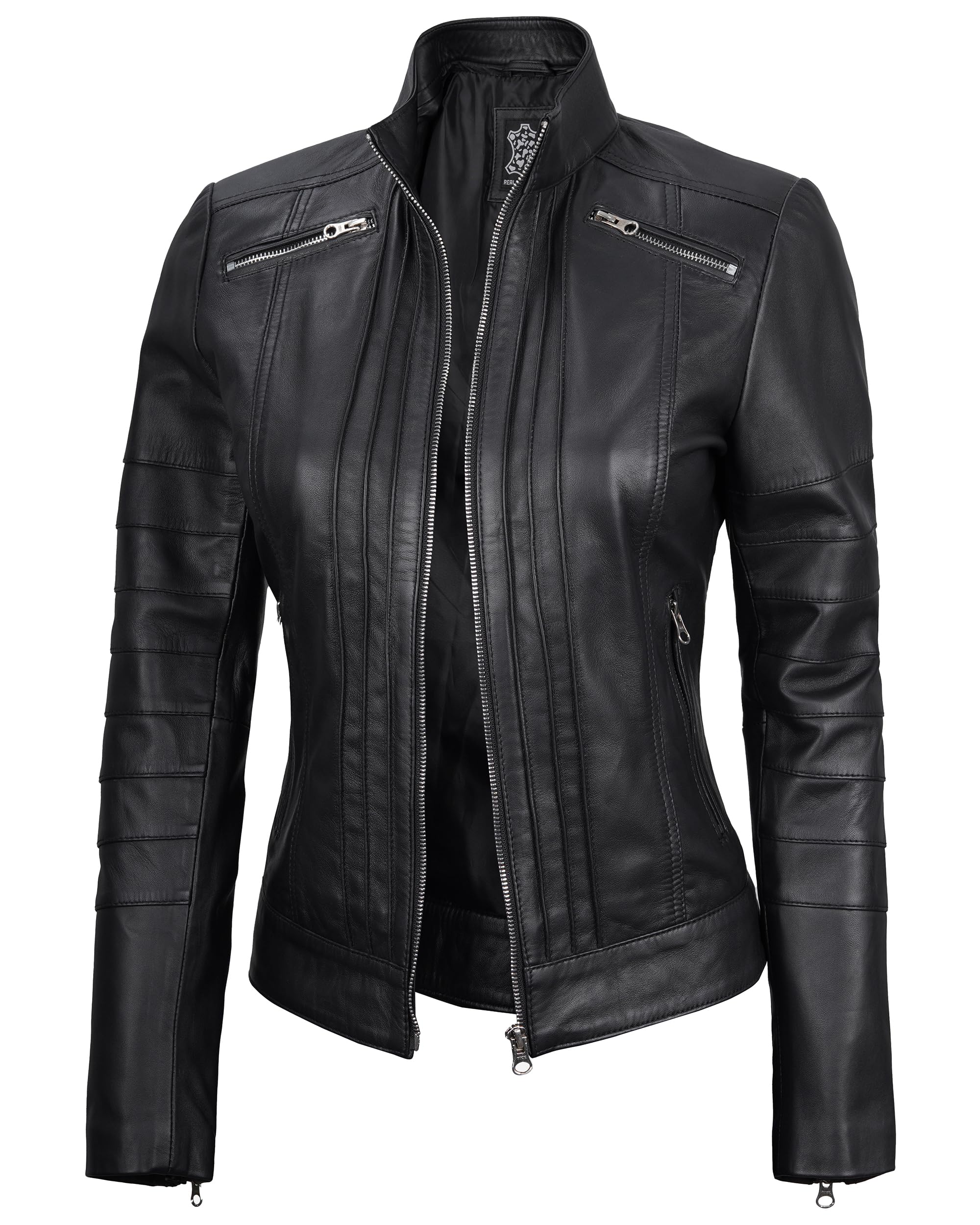 Blingsoul Genuine Leather Jacket for Women - Stylish Cafe Racer Biker Jacket | Perfect for Motorcycle Riding, Casual Outfits & Fashion Streetwear