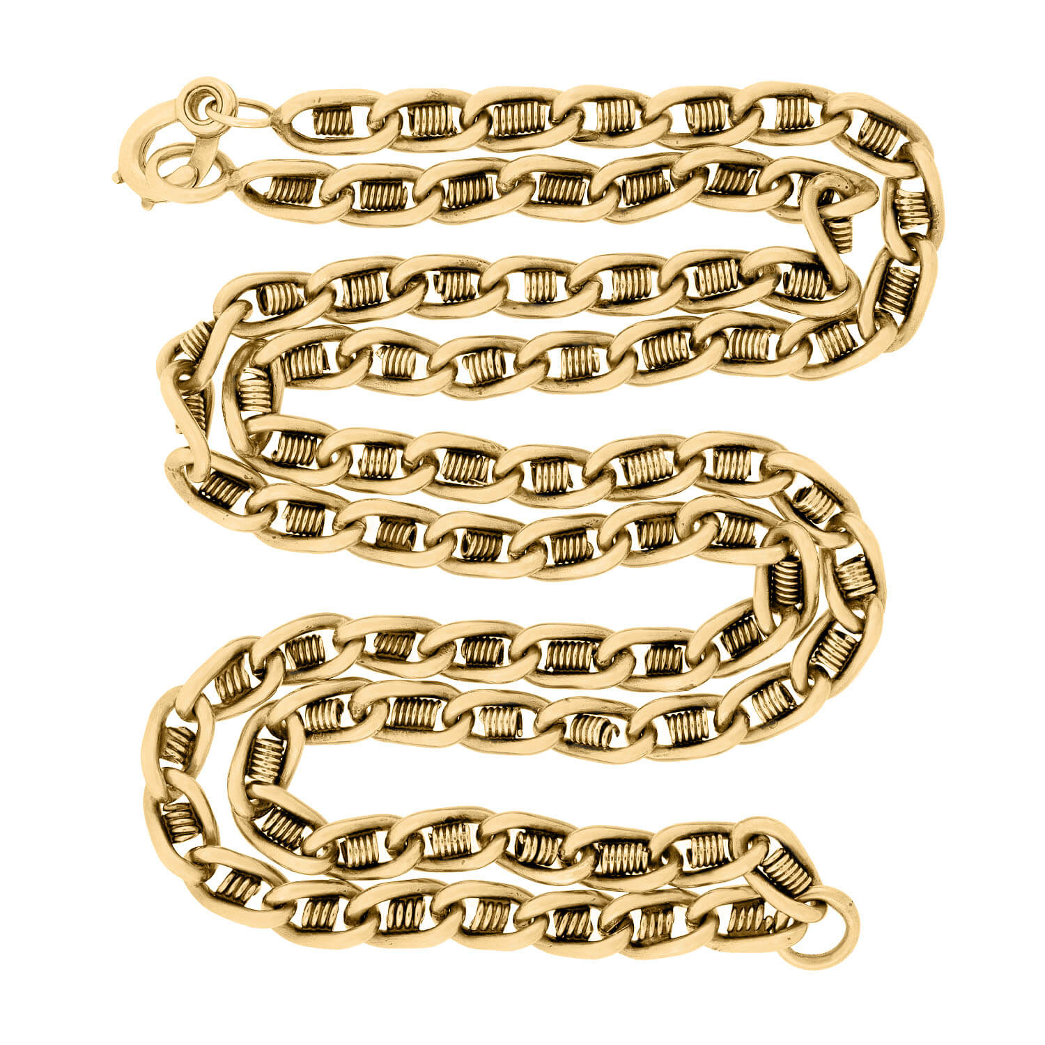 14K Gold Victorian Spring Link Chain Necklace - 60.6 Grams Heavy Weight Statement Piece for Women, Perfect for Weddings, Parties & Special Occasions