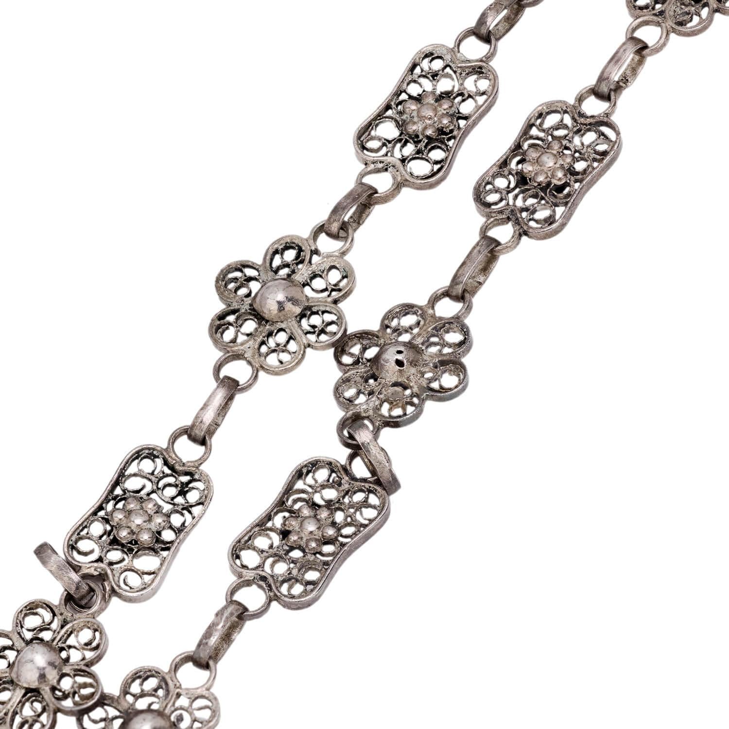 Victorian Sterling Silver 30 Inch Chain Necklace - Elegant Antique Jewelry for Women, Gift for Her, Perfect for Weddings, Parties & Special Occasions