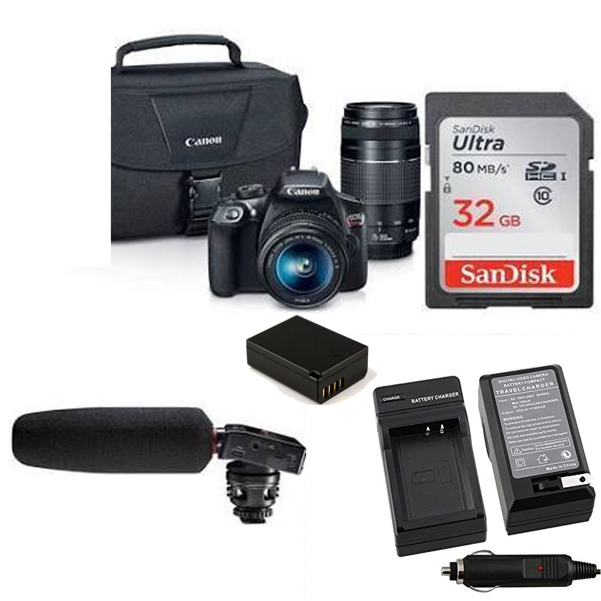 Canon EOS Rebel T6/2000D DSLR Camera Bundle with 18-55mm & 75-300mm III Lenses + Shotgun Mic - Perfect for Photography, Videography & Travel Vlogging