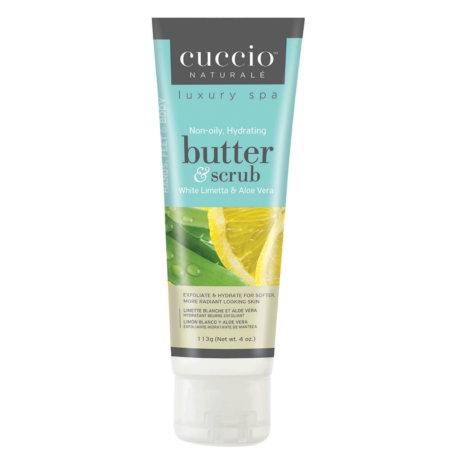CUCCIO Butter & Scrub with White Limetta & Aloe Vera - Exfoliating Hand & Foot Care for Soft, Smooth Skin - Perfect for Spa Days & At-Home Pampering