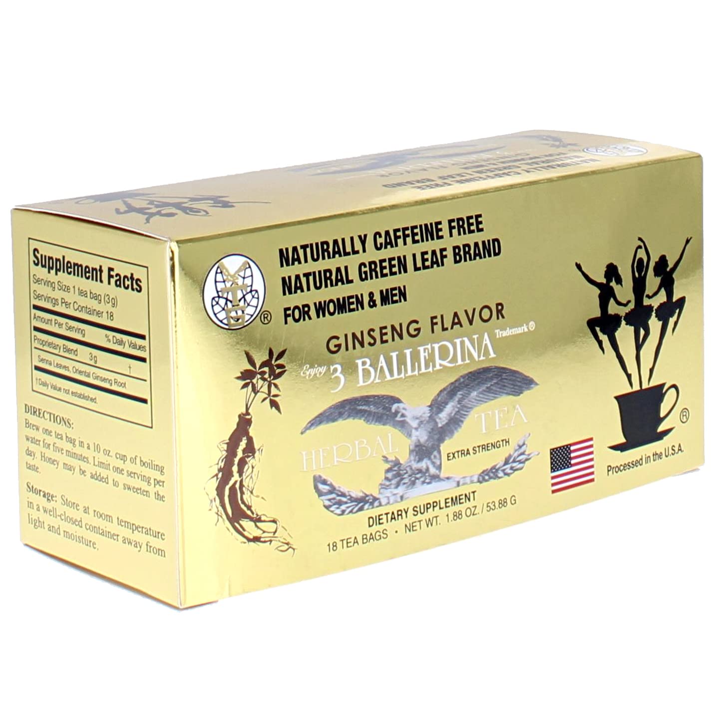 Ginseng Slim Power 3 Ballerina Tea - 18 Tea Bags for Weight Loss & Detox | Herbal Slimming Tea for Women & Men | Perfect for Daily Wellness & Relaxation