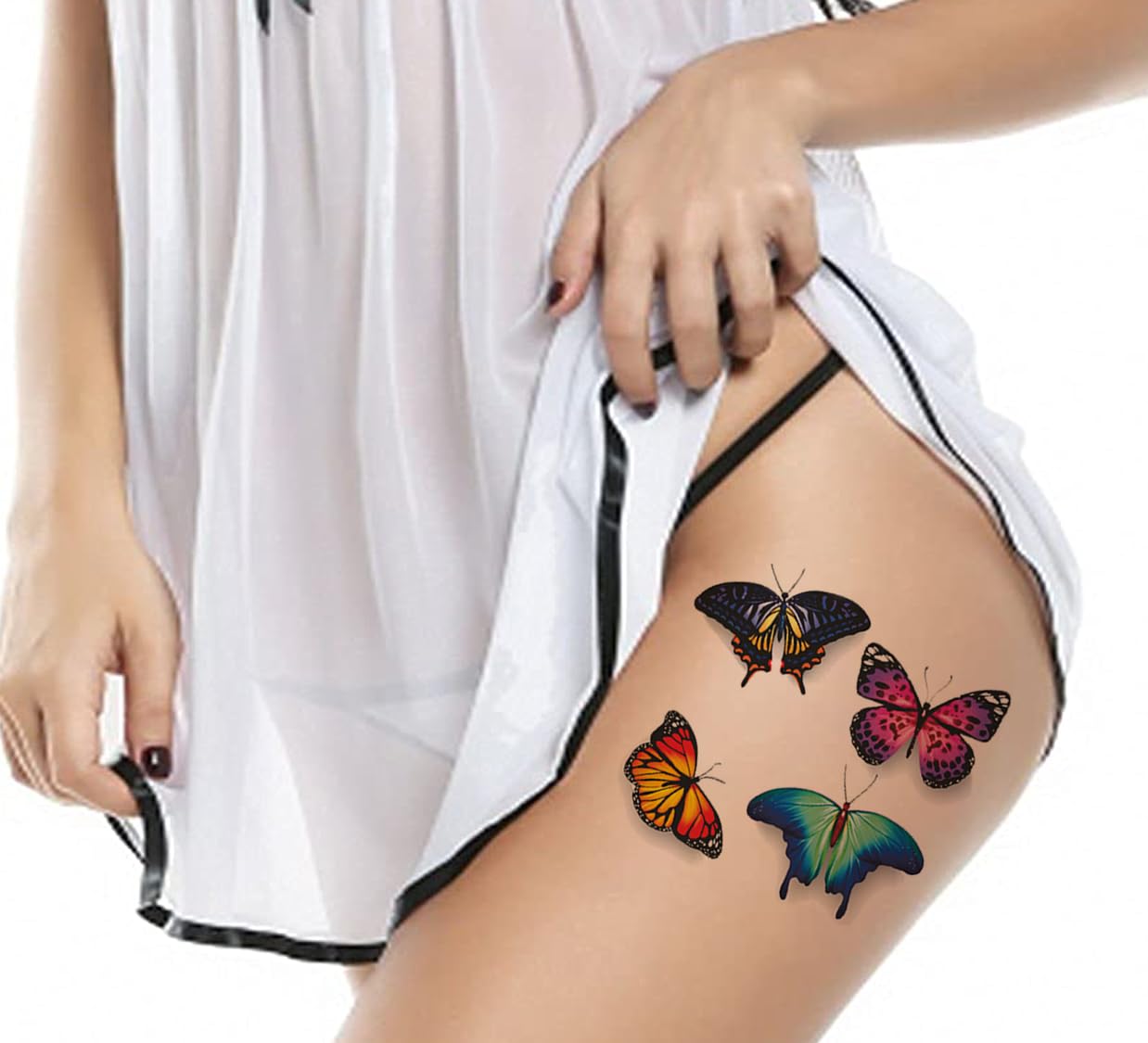 3D Temporary Tattoo Stickers for Men & Women - Waterproof Fake Tattoos with Flowers, Butterflies, Stars & Angel Designs - Realistic Body Art (17x9.5cm) - Perfect for Parties, Halloween, Cosplay & Honeymoon Getaways