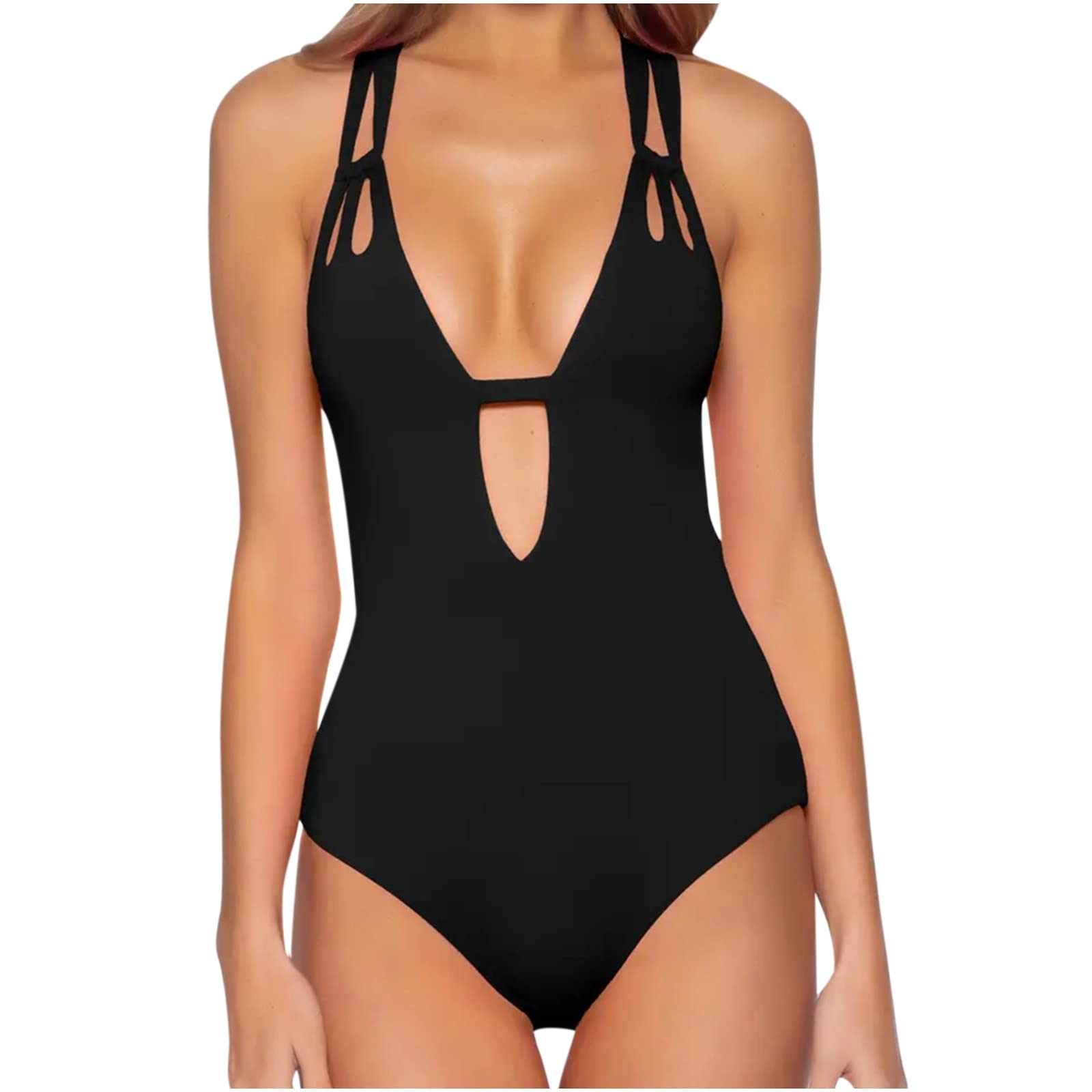 InKach Women's Sexy V Neck One Piece Swimsuit - Backless Tie Knot Monokini Bathing Suit for Beach, Pool & Vacation | Swimwear & Swim Bodysuit