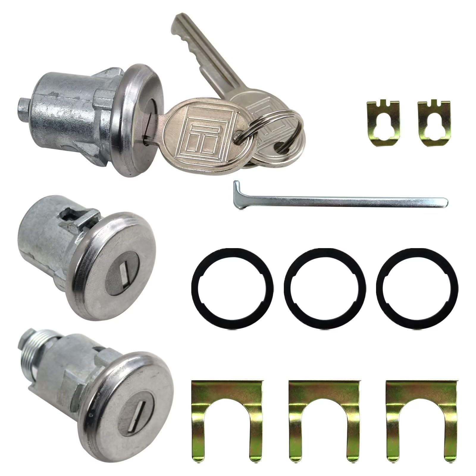 Car Door Trunk Key Lock Cylinder Set with 2 Keys - Replacement for Chevelle Malibu Monte Carlo Camaro (Part# 654394765282) | Auto Repair & Restoration Accessories
