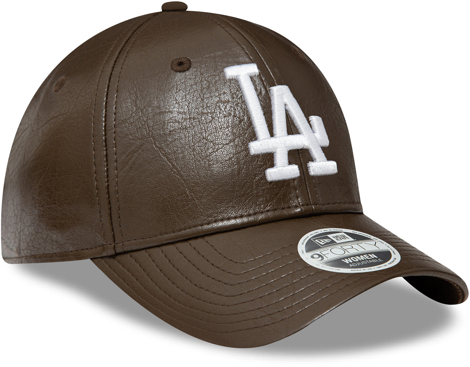 Los Angeles Dodgers Women's New Era 9Forty Crinkled PU Brown Baseball Cap - Stylish Adjustable Hat for Baseball Fans, Fashion & Outdoor Activities