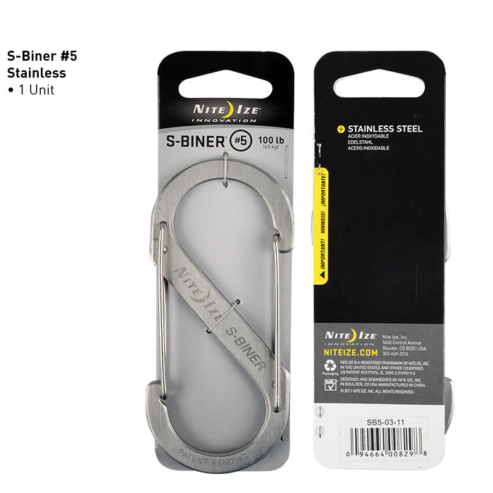 Nite Ize S-Biner #5 Stainless Steel Carabiner Clip - Heavy Duty Keychain Hook for Outdoor Gear, Keys, Backpacks & Camping Accessories