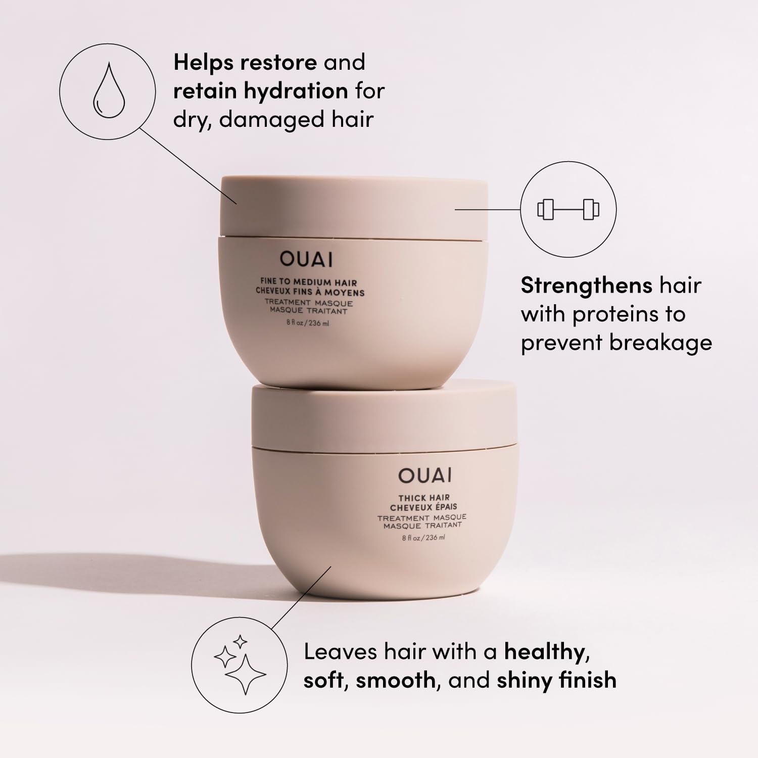 OUAI Travel Kit for Women - 4-Piece Mini Hair Care Set with Leave-In Conditioner, Detox Shampoo, Hair Mask & Scalp Scrub - Perfect Travel Size Toiletries for Vacation, Gym & On-The-Go (Stocking Stuffer Gift Idea)