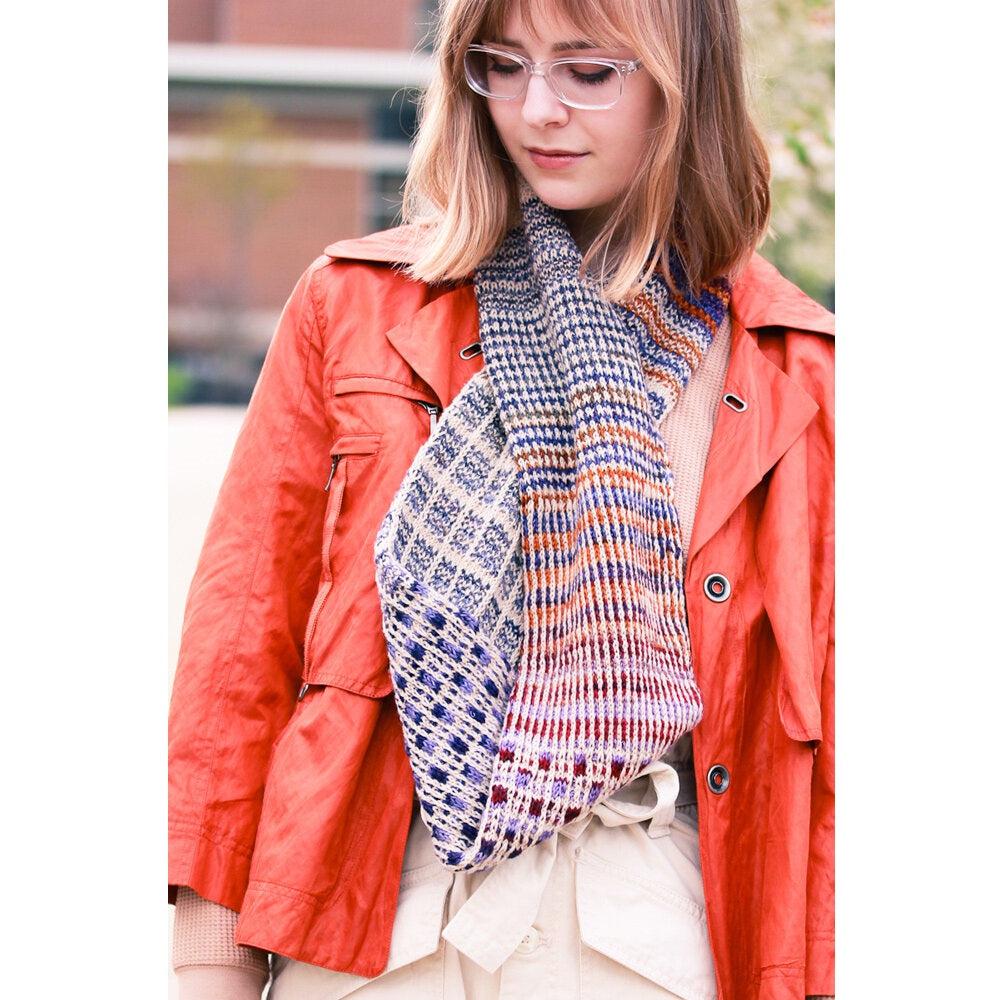 Myrsine Scarf Kit - DIY Textile Art with Self-Striping Yarn for Knitting & Crocheting | Perfect for Beginners & Craft Lovers | Cozy Winter Accessory Gift Idea