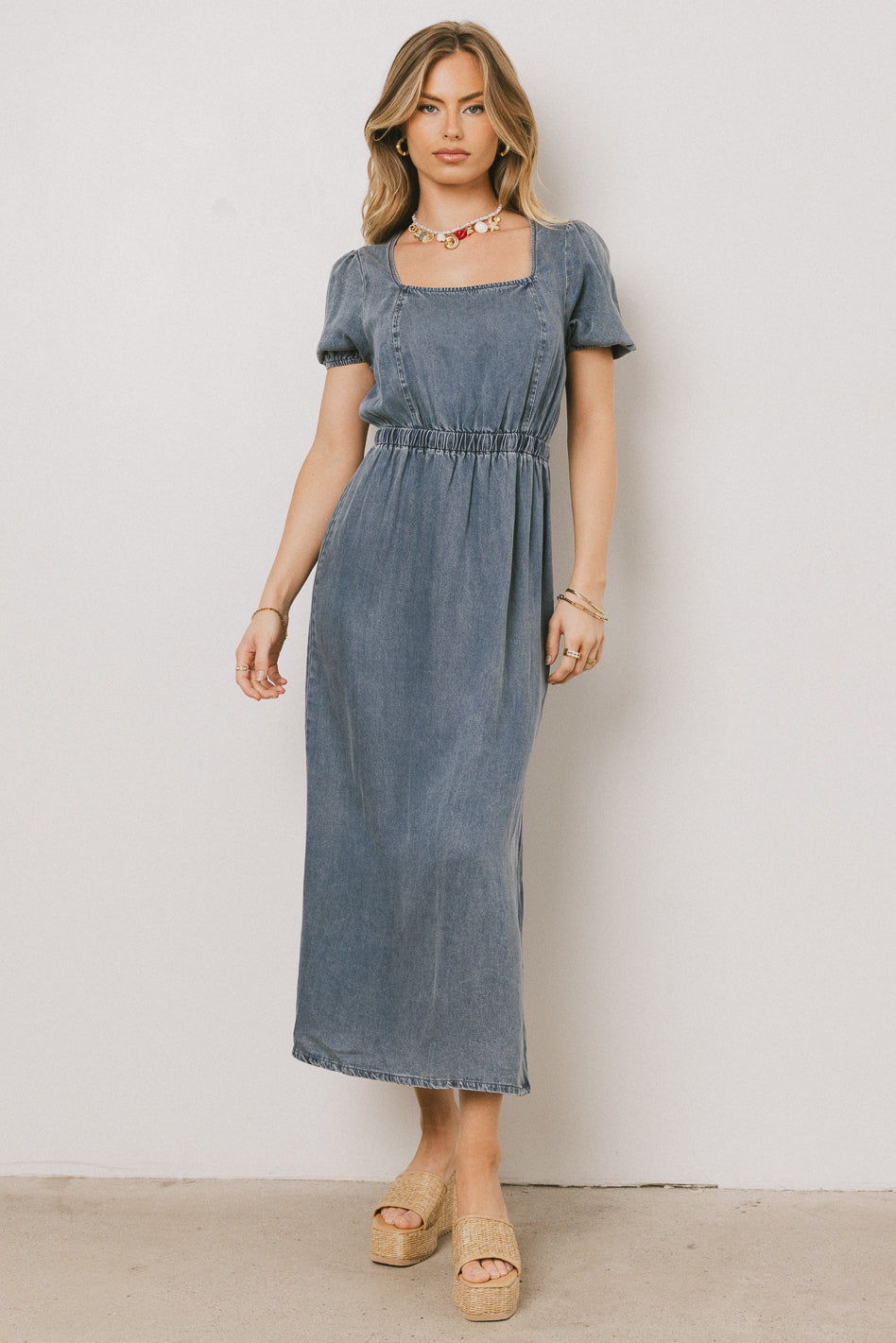 Gael Denim Maxi Dress for Women - Long Flowy Denim Dress with Pockets, Casual Boho Style, Perfect for Summer, Beach, and Outdoor Events