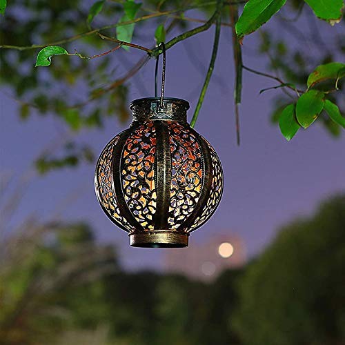2 Pack Hanging Solar Lanterns - Outdoor Solar Powered Garden Lights for Patio, Trees, Fence & Yard Decor - 6 Lumens Warm Brown - Perfect for Backyard, Garden, Pathway & Outdoor Parties
