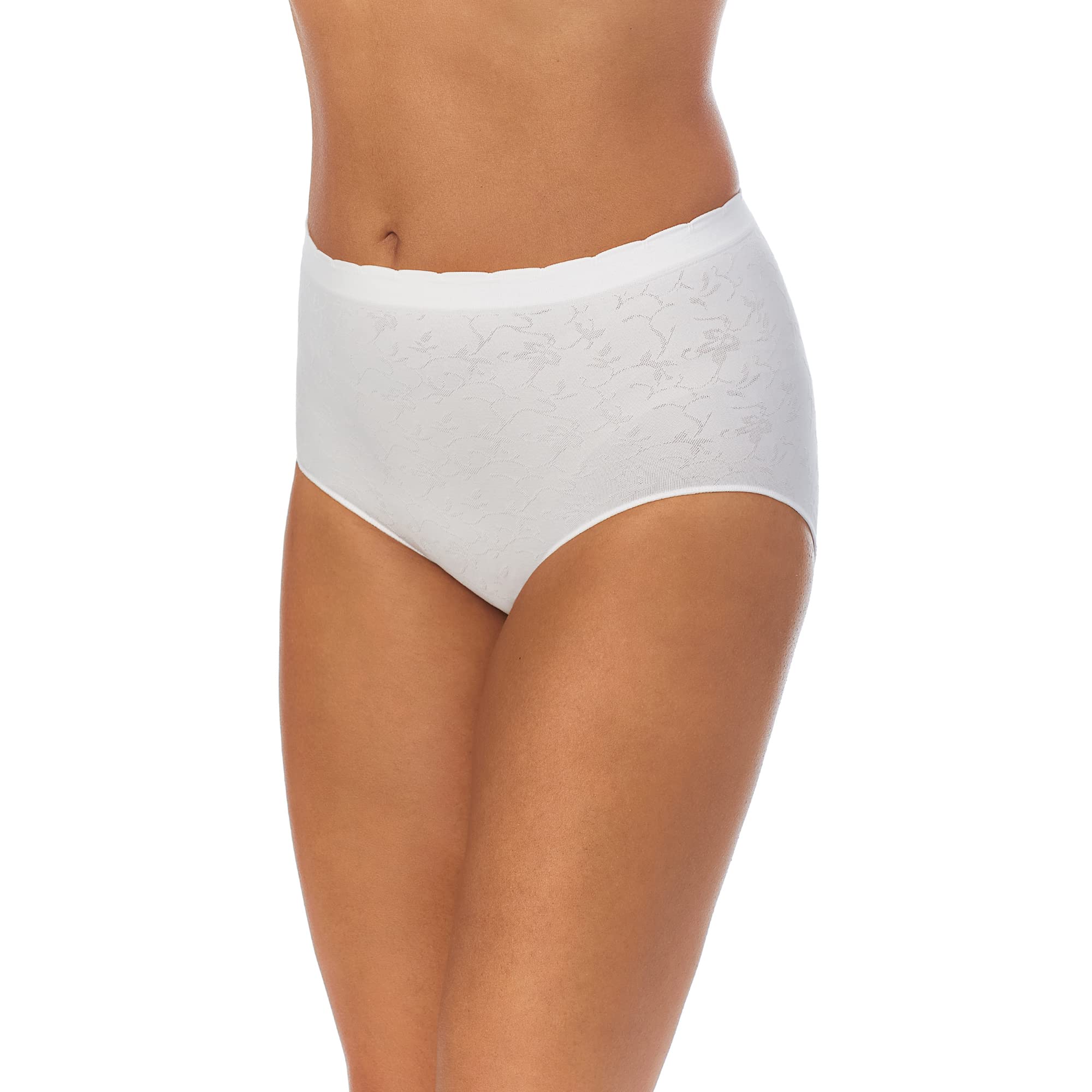 Ellen Tracy Women's Ultra Soft Seamless Hi-Cut Brief Panties 3-Pack - Scalloped Edge Comfort Underwear for Everyday Wear & Lounge