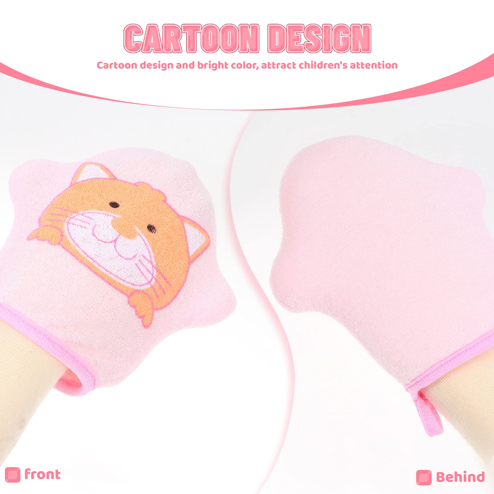HEALLILY 3-Pack Cartoon Animal Loofah Sponge Bath Mitts - Exfoliating Shower Gloves for Kids, Boys & Girls - Soft Bath Sponge Scrubber for Gentle Skin Care - Perfect for Bath Time Fun & Exfoliation
