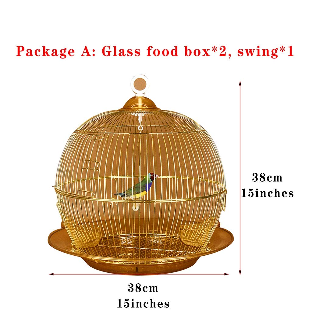 Retro Golden Flight Cage for Parakeets - Decorative Bird Cage for Parrots, Doves & Canaries | Elegant Home Decor & Luxury Package (Gold) - Perfect for Living Room, Bedroom or Garden Aviary