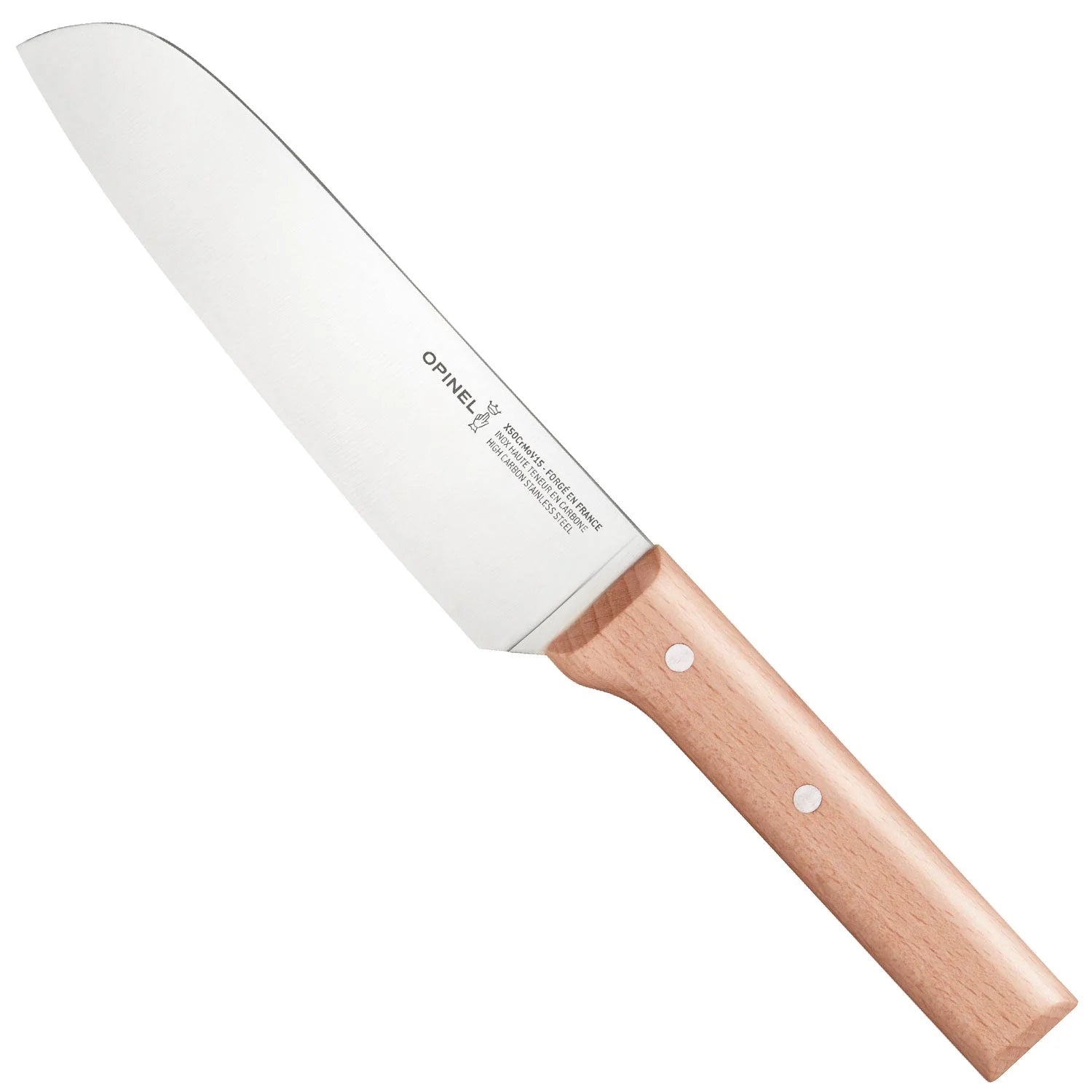 Opinel Parallele 7 Santoku Knife - High Carbon Steel Japanese Kitchen Knife for Precision Chopping, Slicing & Dicing - Perfect for Home Chefs, Camping & Outdoor Cooking
