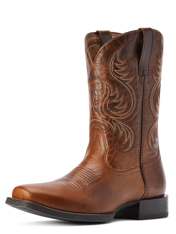 Ariat Men's Sport Boss Western Boot - Rich Cognac Brown Leather Cowboy Boots for Riding, Work & Casual Wear
