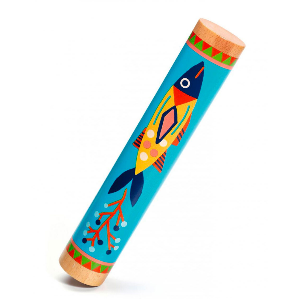Djeco Animambo Rain Stick - Musical Sensory Toy for Kids, Wooden Rainmaker with Colorful Beads - Perfect for Early Childhood Development, Music Education & Sensory Play