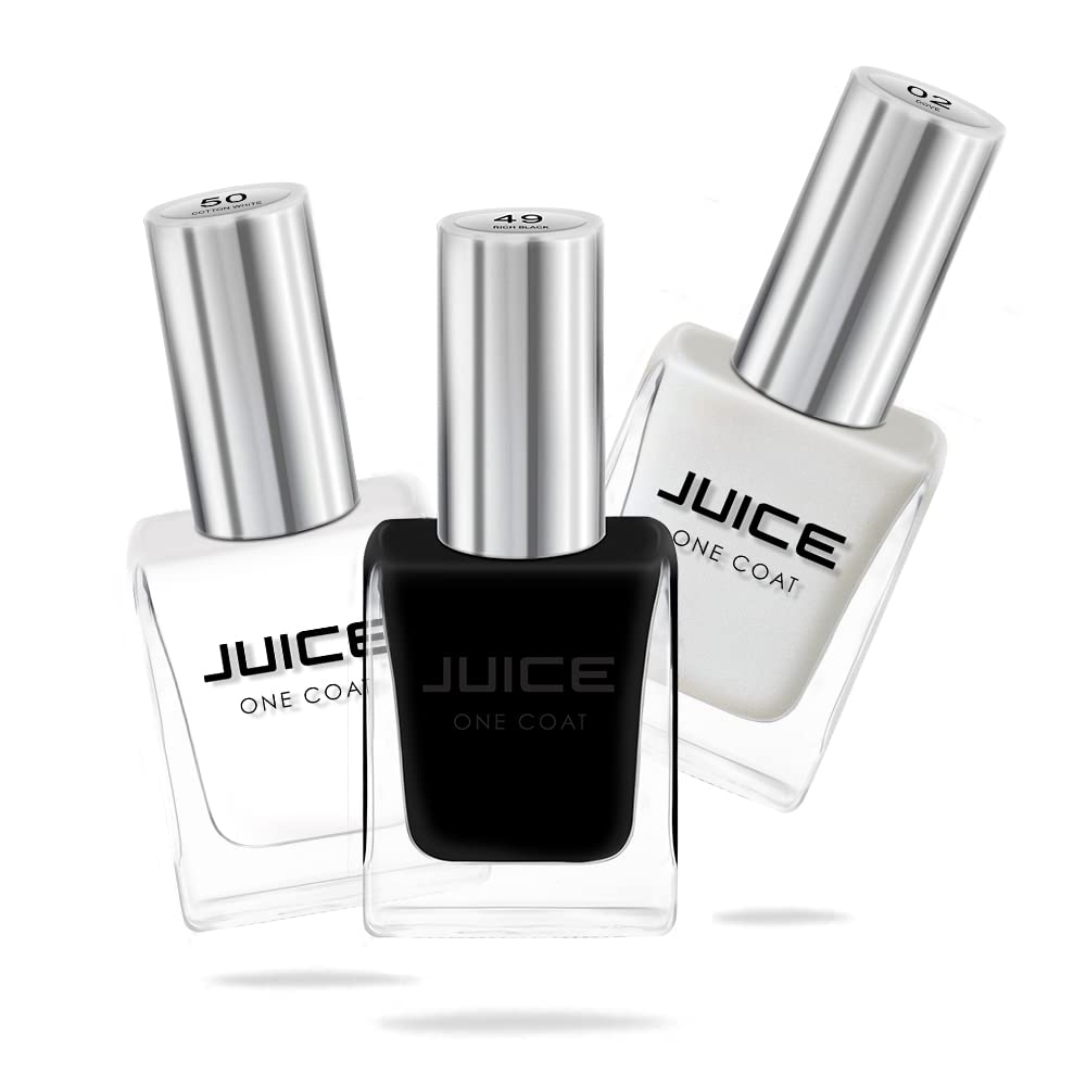 JUICE Quick-Dry Long-Lasting Nail Polish Combo Set - Chip Resistant, High Gloss Gel Finish with F&D Approved Colors (3-in-1 Kit with Polish & Remover) - Perfect for Salon, Home Manicures & Special Occasions