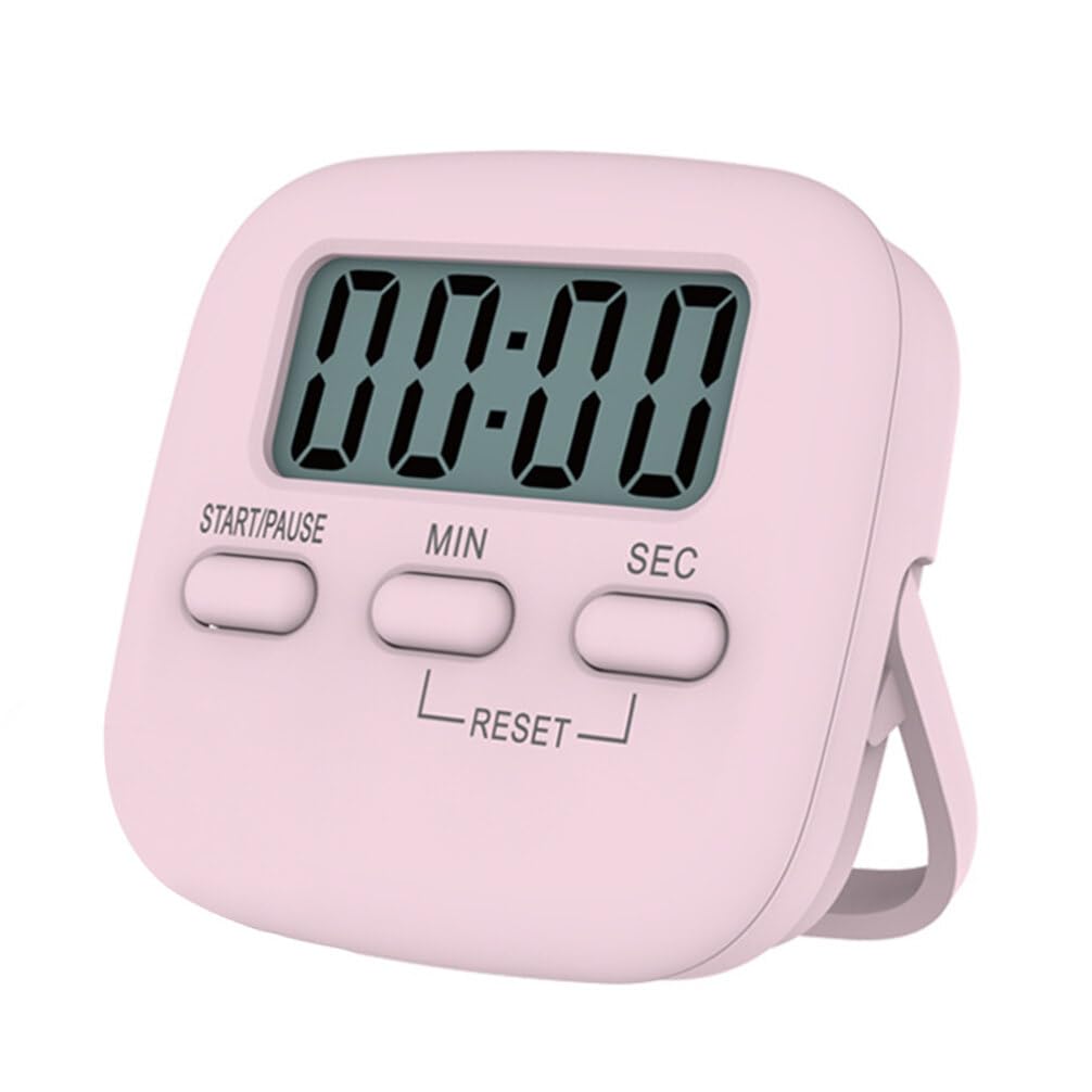 Hemoton Digital Kitchen Timer with Loud Alarm - Large Display, Countdown Stopwatch, Stand & Hanging Hole - Perfect for Cooking, Baking, Gym Workouts, Classroom Teaching, Office Meetings & Bathroom Use (Pink)