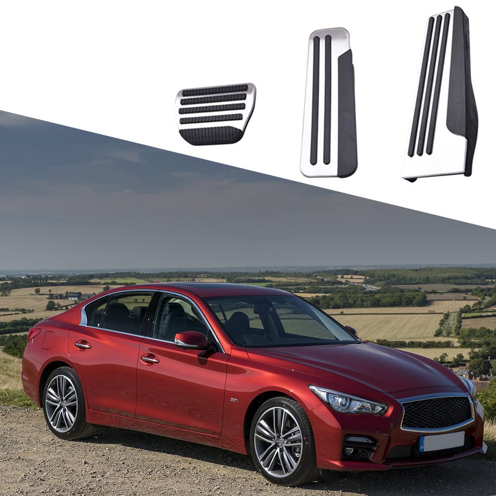 Stainless Steel Car Pedal Covers for Q50 Q60 Q70 QX70 - 2PC Set - Durable Footrests for Enhanced Driving Comfort