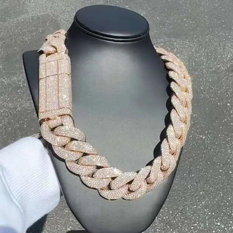 20mm Moissanite Cuban Chain Necklace for Men - 30mm Iced Out Tennis Link Necklace - Perfect for Hip Hop Jewelry, Gifts & Special Occasions