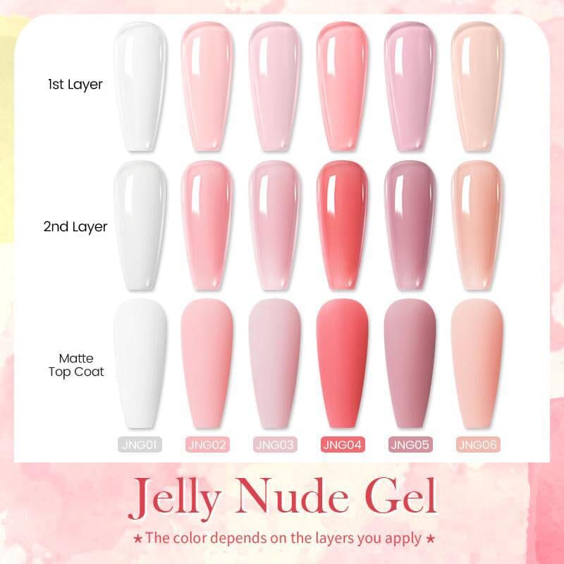 JNG01 15ml Jelly Gel Nail Polish - Long Lasting UV LED Soak Off Nail Art Gel for Manicure & Pedicure - Perfect for Salon, Home Use & DIY Nail Designs