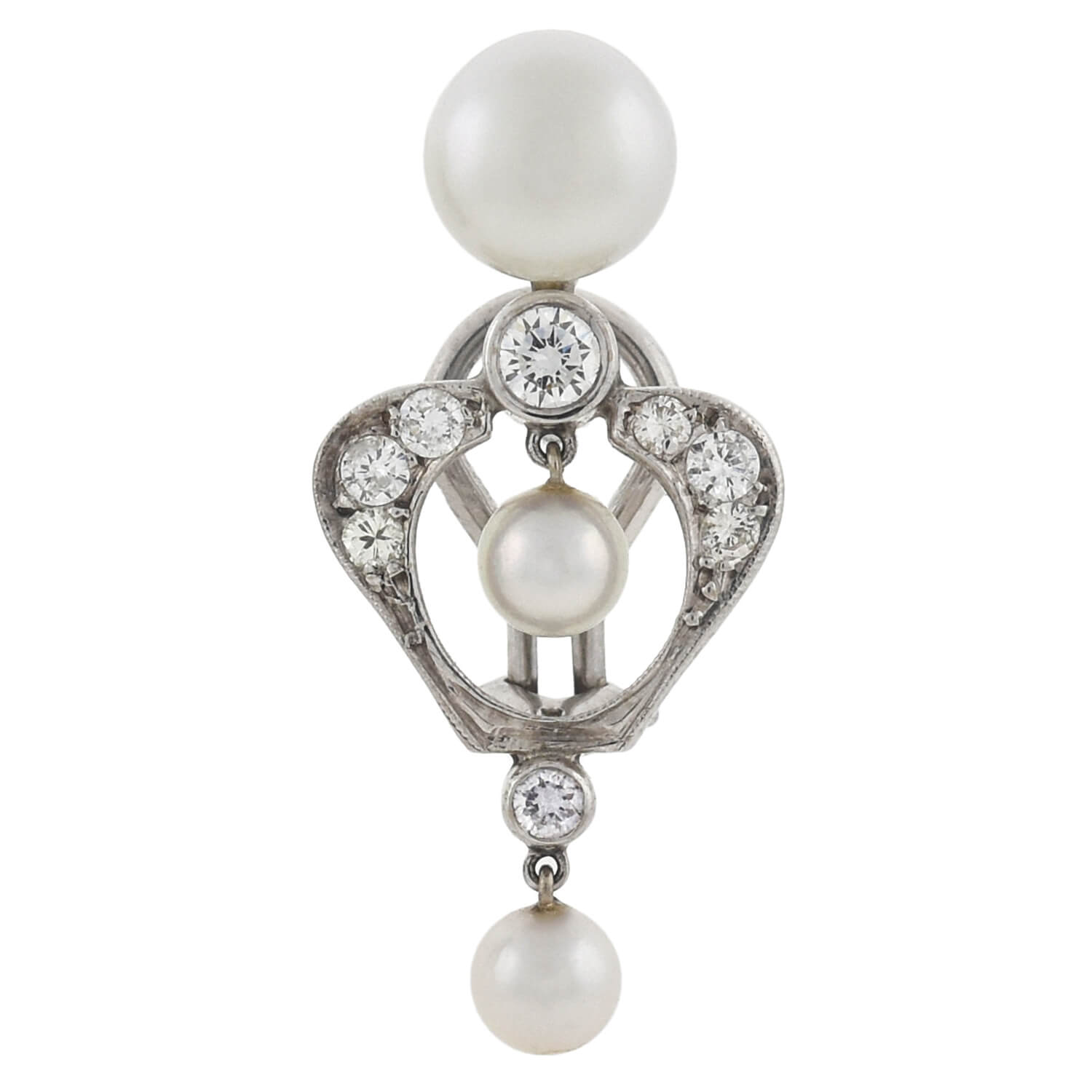 Vintage 14K Gold Diamond and Pearl Dangle Earrings for Women - Elegant Bridal Jewelry, Anniversary Gift, Wedding Party Accessories