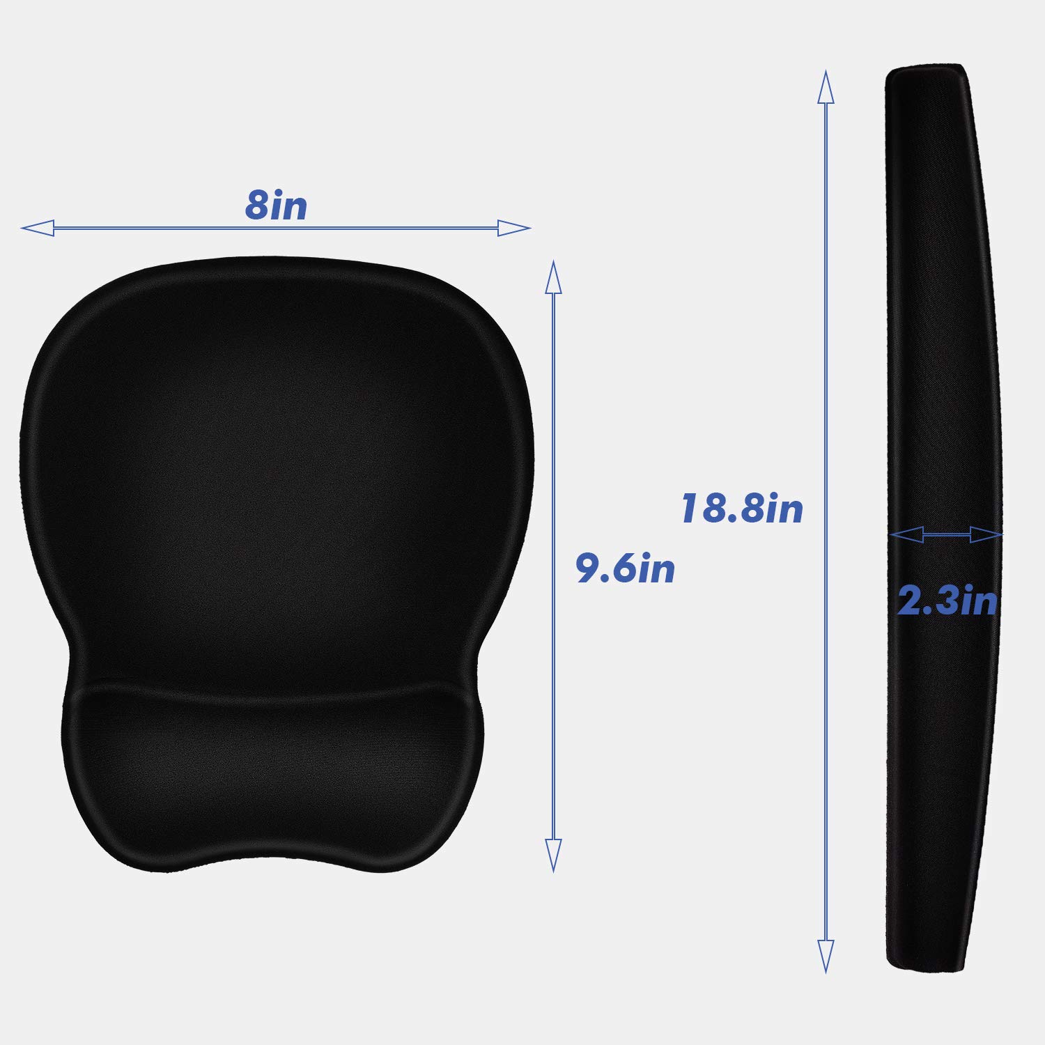 Ergonomic Mouse Pad with Gel Wrist Rest Support - Non-Slip PU Base Gaming Mouse Pad Set for Computer, Laptop, Home & Office Use - Perfect for Work, Gaming and Travel (Black)
