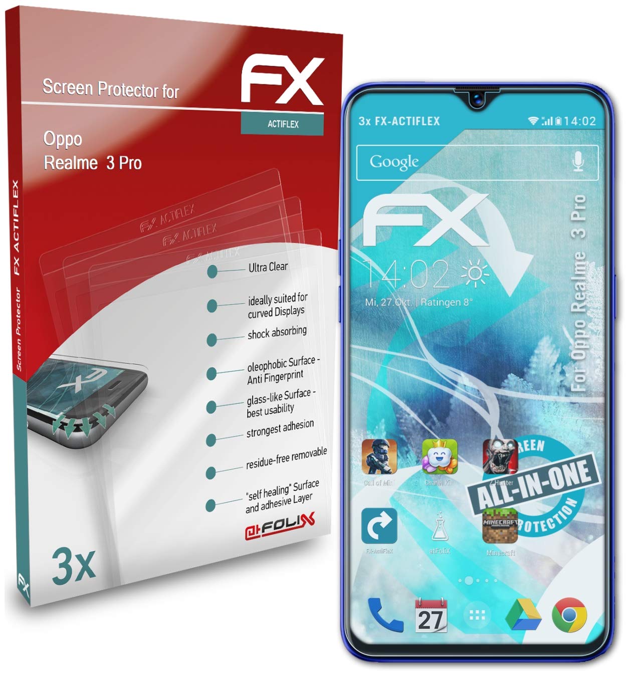 Oppo Realme 3 Pro Screen Protector - 3 Pack Ultra Clear Flexible Film FX Protection | Perfect for Gaming, Work & Daily Use