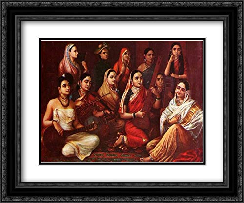 Raja Ravi Varma Galaxy Of Musicians Art Print - 24x20 Inch Black Ornate Framed Museum Quality Double Matted Painting - Perfect for Living Room Decor, Office Wall Art & Indian Culture Enthusiasts