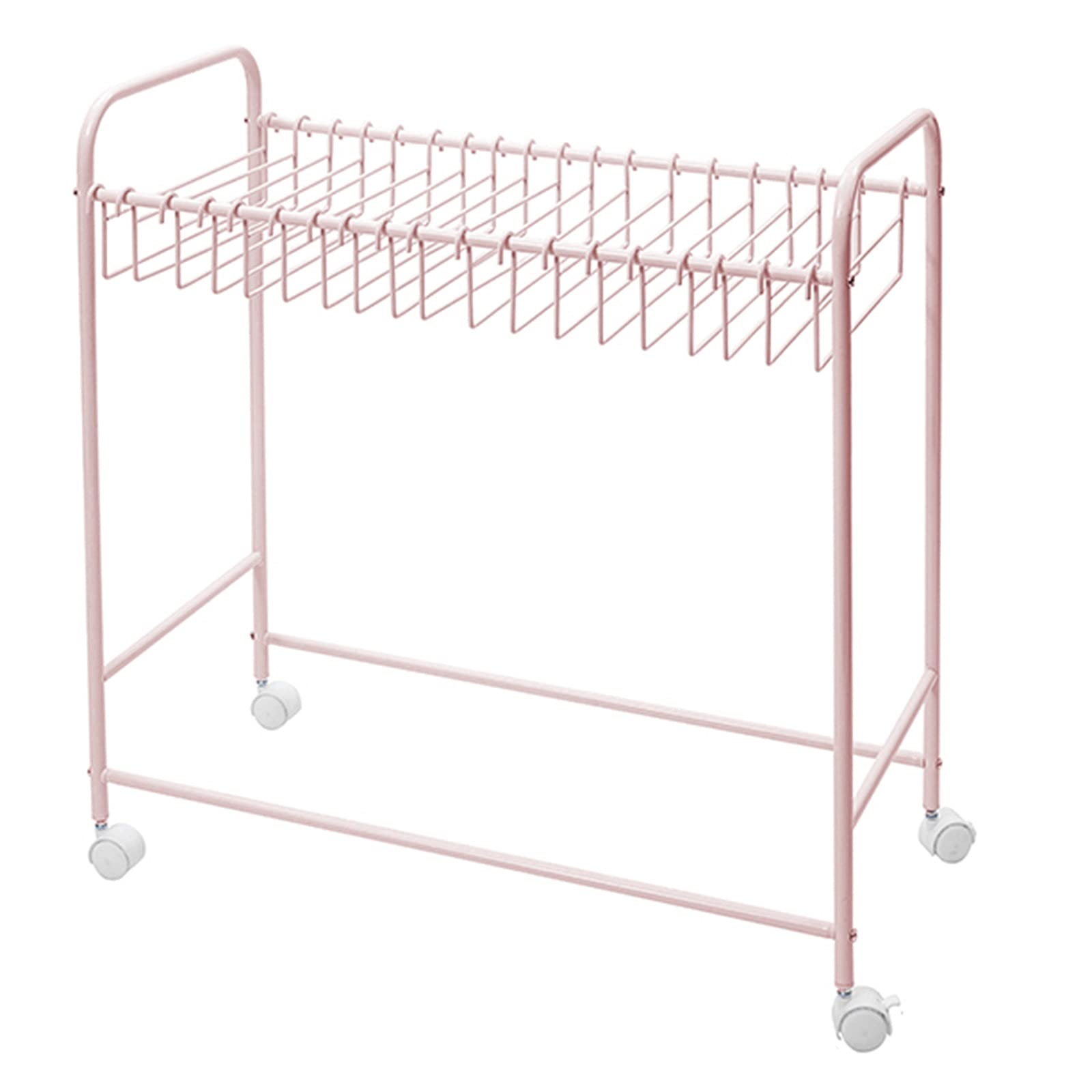 Freestanding Rolling Pants Hanger Organizer - Large Space-Saving Closet Trolley with 24 Hangers, Multi-Functional Garment Rack for Pants, Skirts & Ties (Pink) | Perfect for Retail Stores, Boutiques & Home Closet Organization