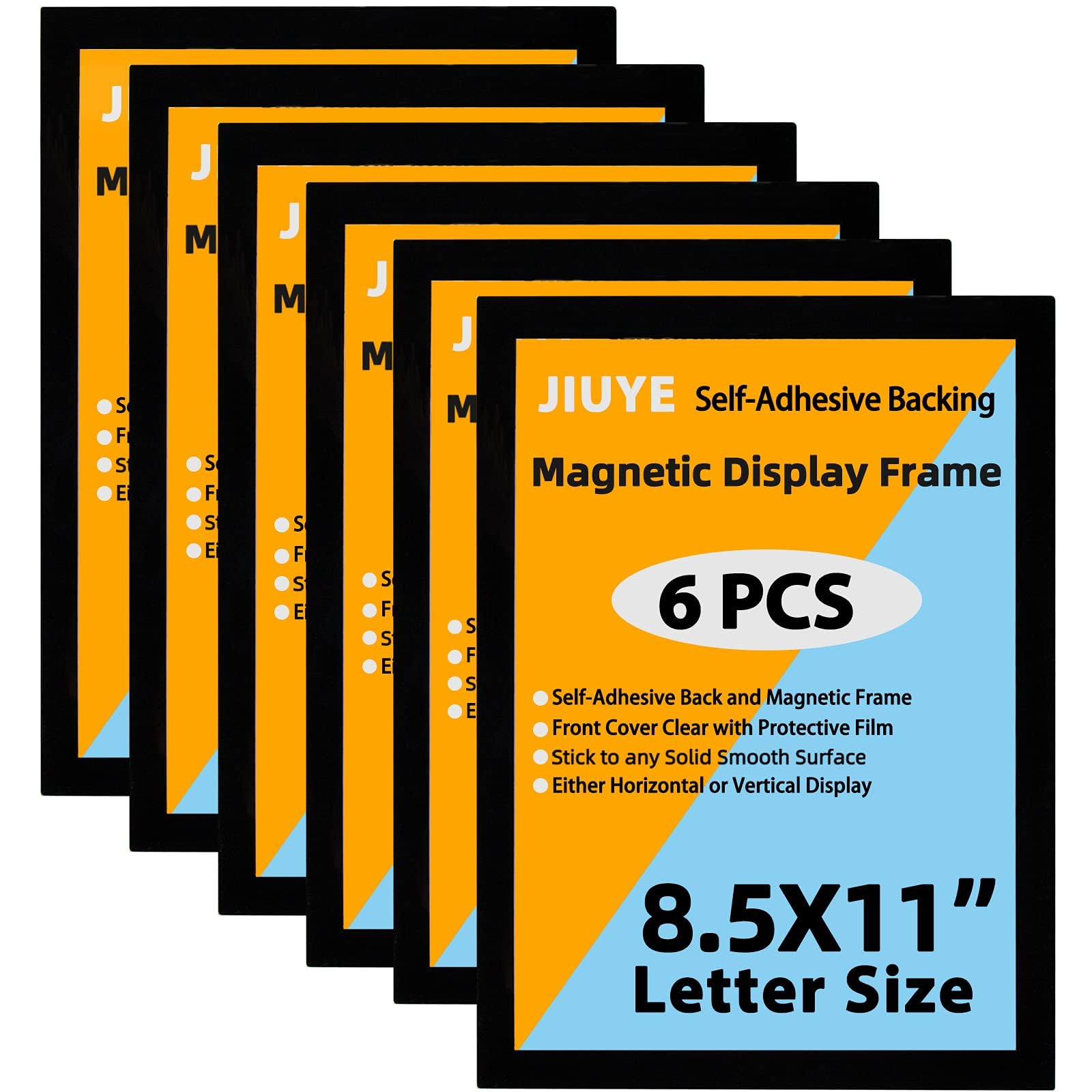 8.5 x 11 Magnetic Sign Holder with Clear PVC Cover - Wall Mount Self Adhesive Picture Frame for Documents, Posters & Papers (6 Pack) - Perfect for Offices, Retail Displays & Home Decor
