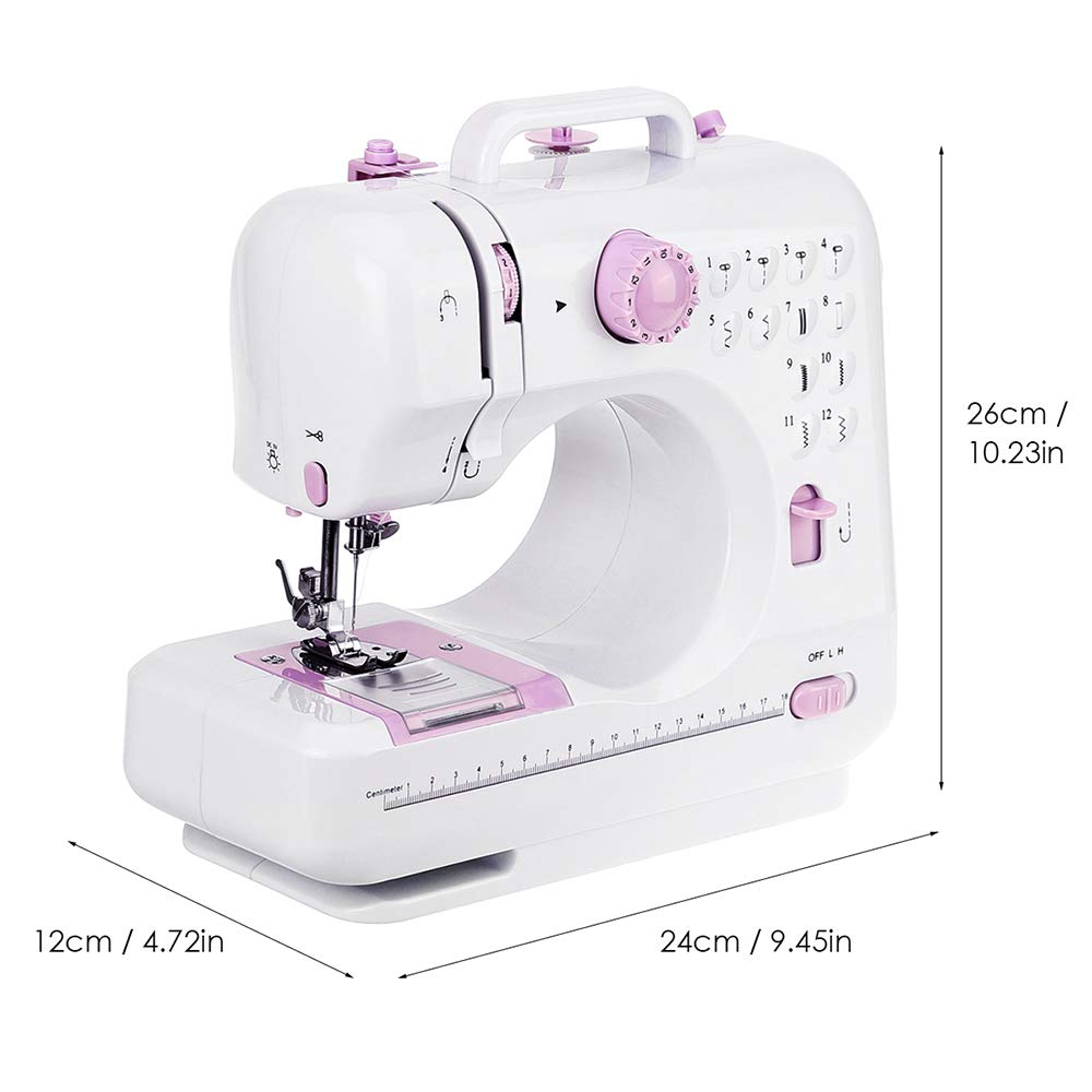Kranich Portable Mini Sewing Machine - 2 Speed, 12 Stitch Patterns with Double Thread Needle | Perfect for Home Tailoring, DIY Crafts & Emergency Clothing Repairs