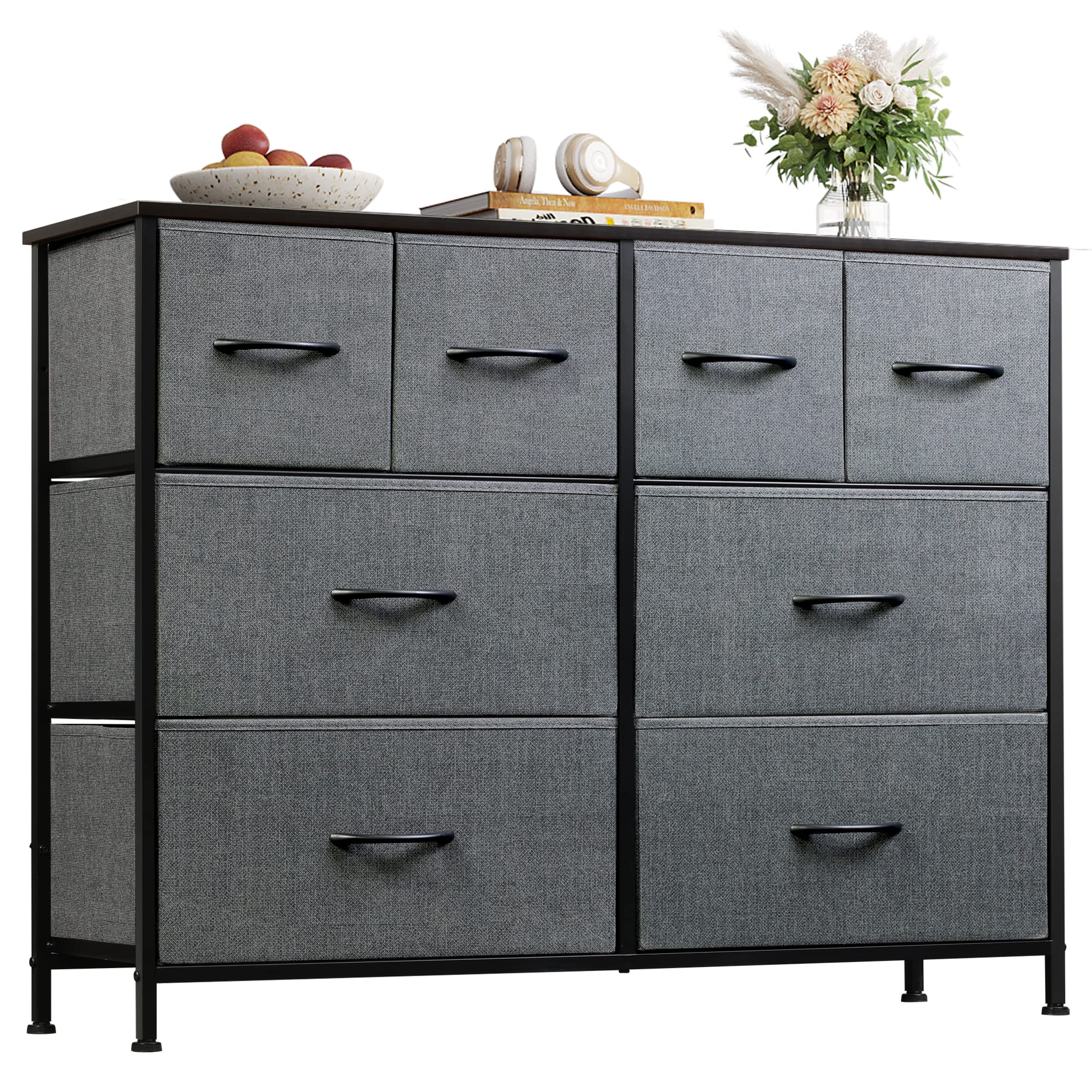 8-Drawer Fabric Dresser for Bedroom Storage - Dark Grey Chest of Drawers for Living Room, Closet & Hallway Organization | Perfect for Small Spaces & Home Décor