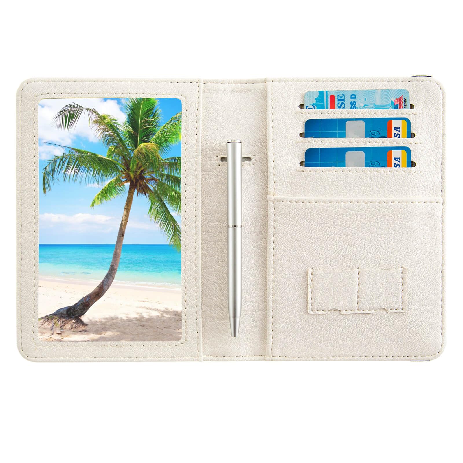 RFID Blocking Leather Passport Holder for Women & Men - Personalized Travel Document Organizer with Cute Dog Design - Perfect for Airports, Vacations & International Travel