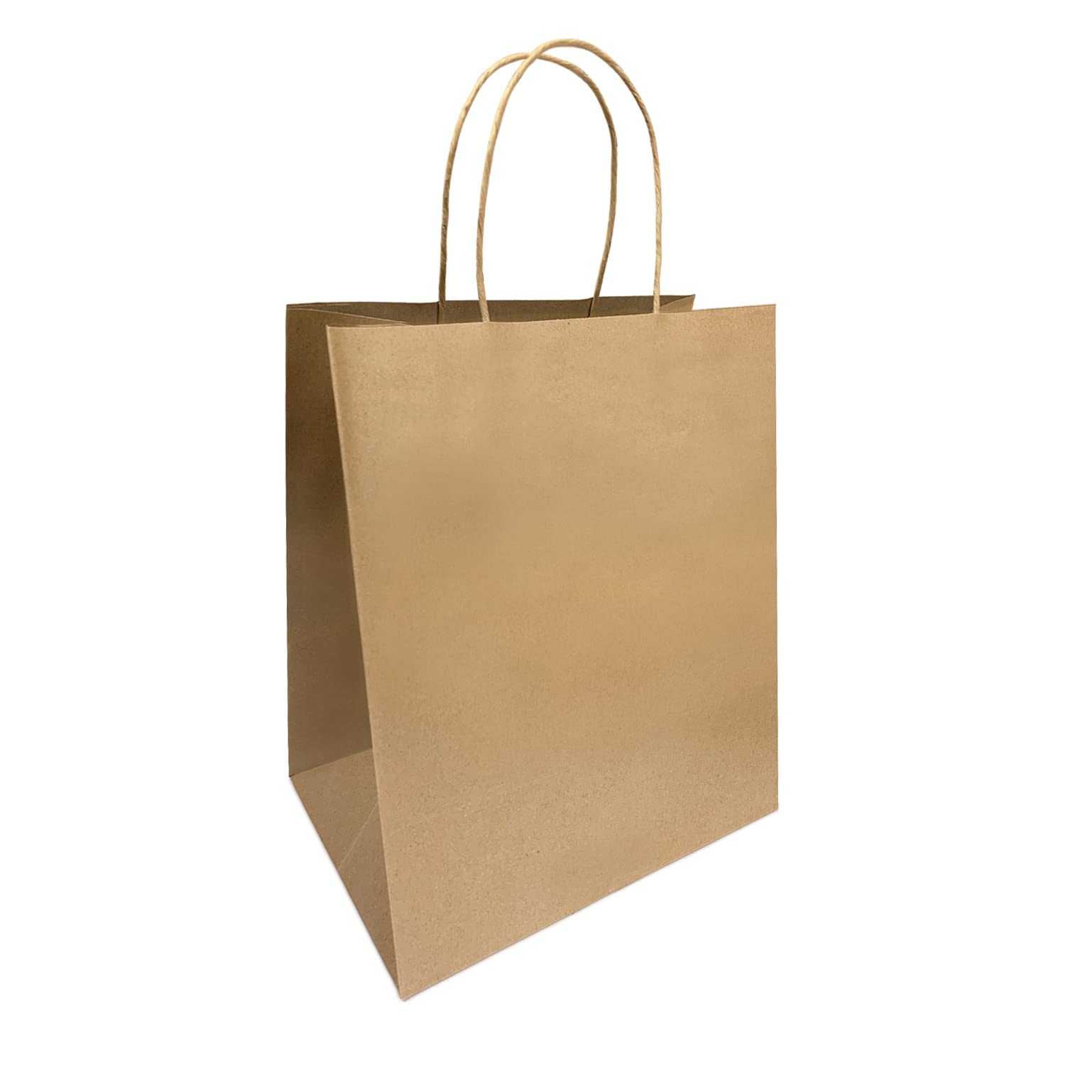 250 Count Kraft Paper Bags with Handles 10x6.75x12 Inches - Eco-Friendly Reusable Shopping Bags for Wedding, Gift, Grocery, Food Storage & Retail Use - Sustainable Lunch & Takeaway Bags (1072B 250C)