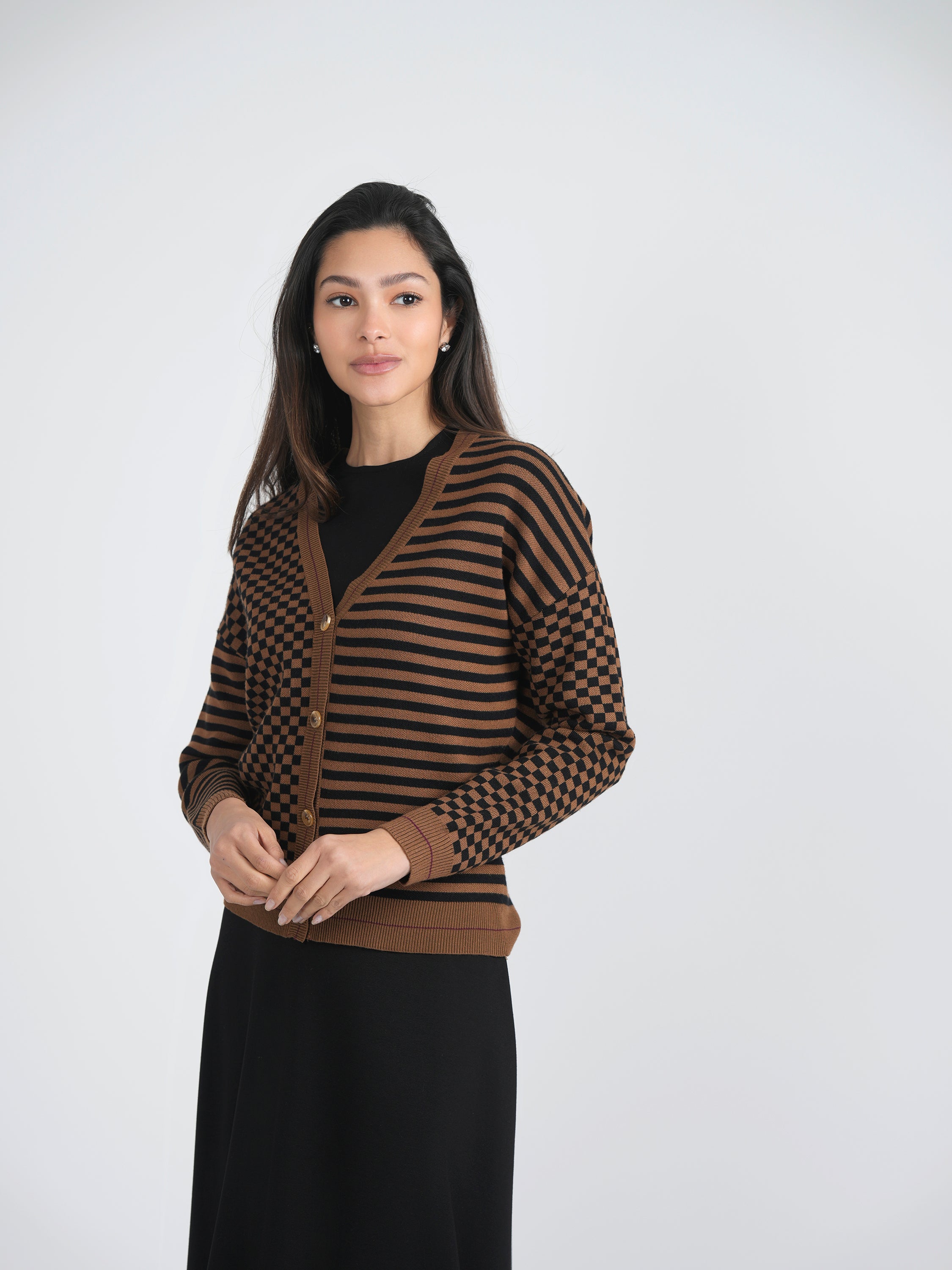 Women's Striped Knit Cardigan Sweater - Soft Long Sleeve Open Front Wrap - Perfect for Office, Date Night & Fall Layering