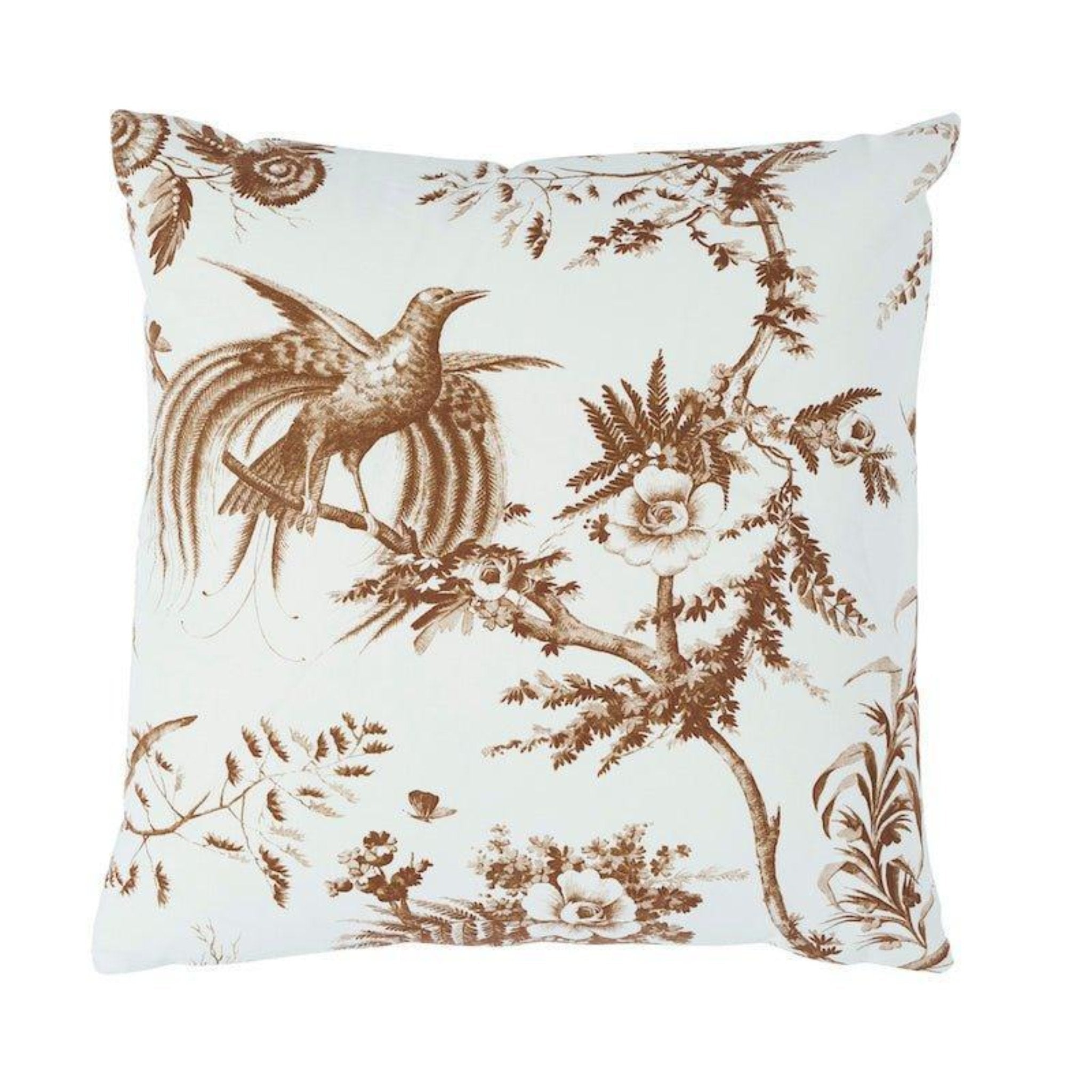 Brown Toile De La Prairie 18-inch Cotton Throw Pillow - Farmhouse Decor for Sofa, Bed & Living Room