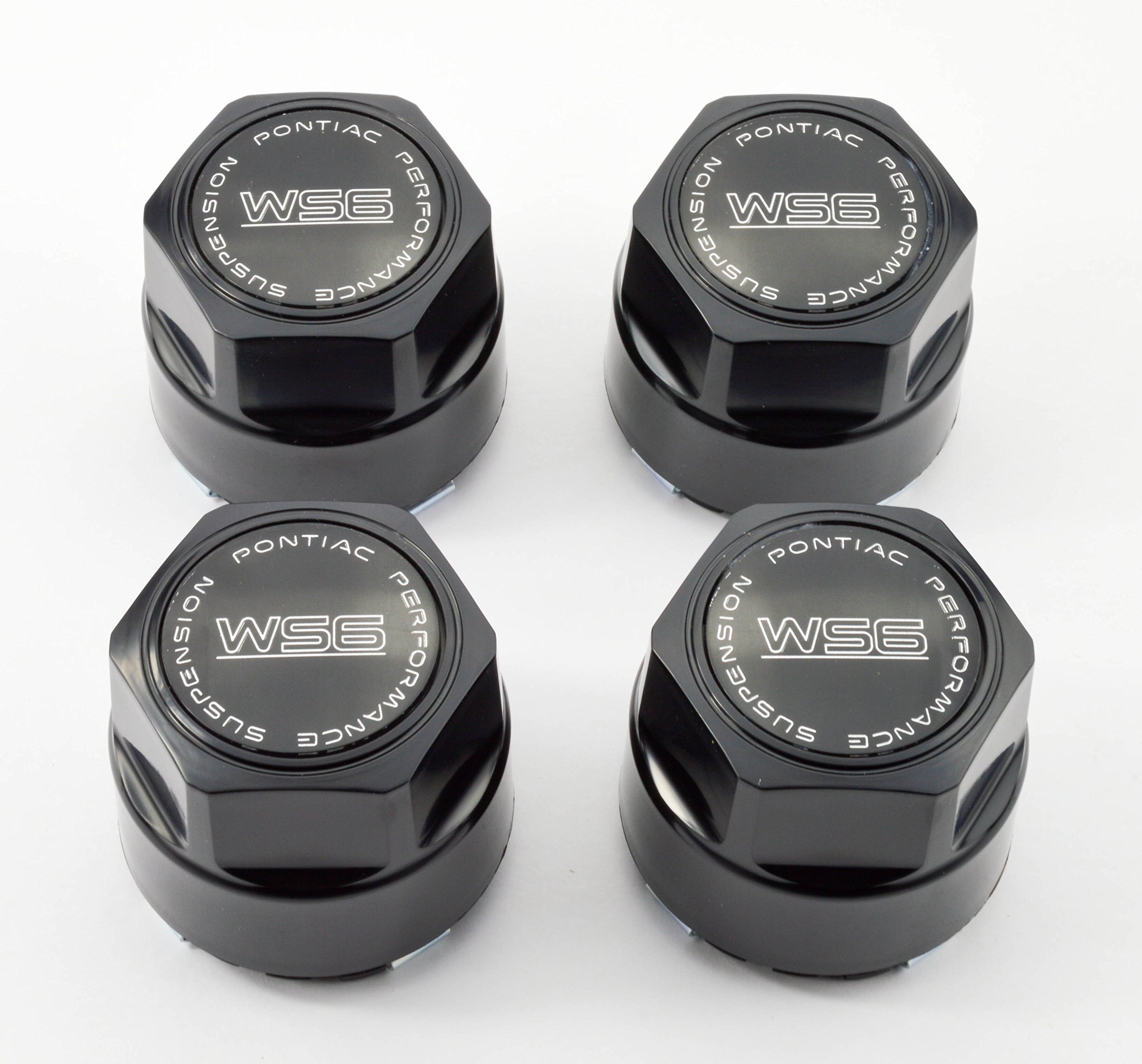 Authentic GM Licensed 1987-1992 Pontiac Firebird Trans Am GTA WS6 Wheel Center Caps - Set of 4 Black Aluminum Hub Caps | Replacement Parts for Classic Car Restoration & Show Car Accessories