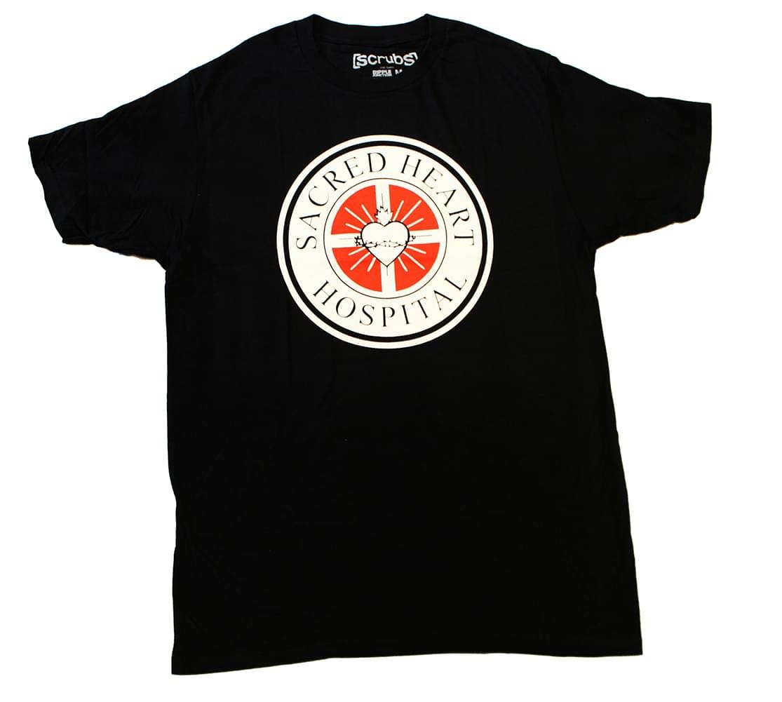 Sacred Heart Hospital Men's Black Scrub T-Shirt - X-Large - Comfortable Medical Uniform for Doctors & Nurses - Perfect for Hospital Shifts & Healthcare Work
