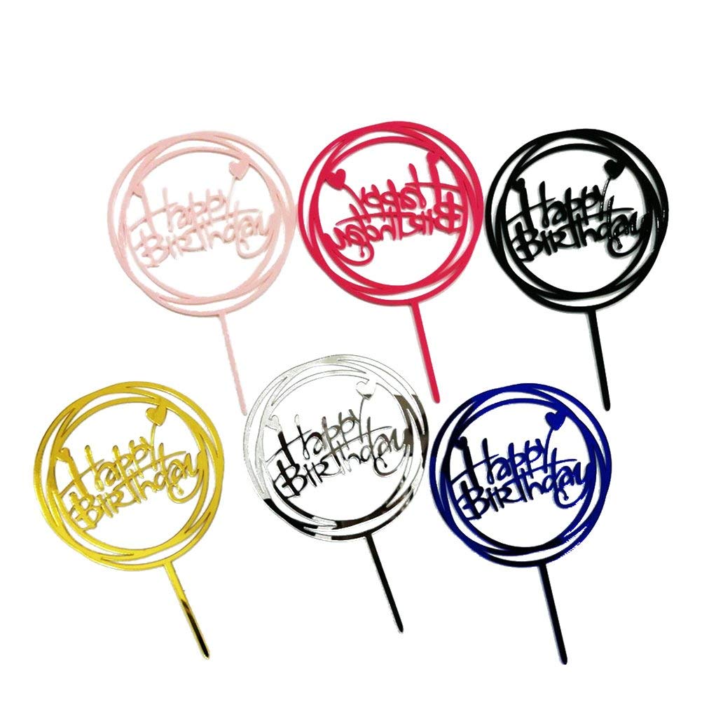iFUNDOM 9-Piece Happy Birthday Cake Topper Set - Colorful Cake Decorations for Birthday Parties, Baby Showers & Special Events - Random Color Party Supplies