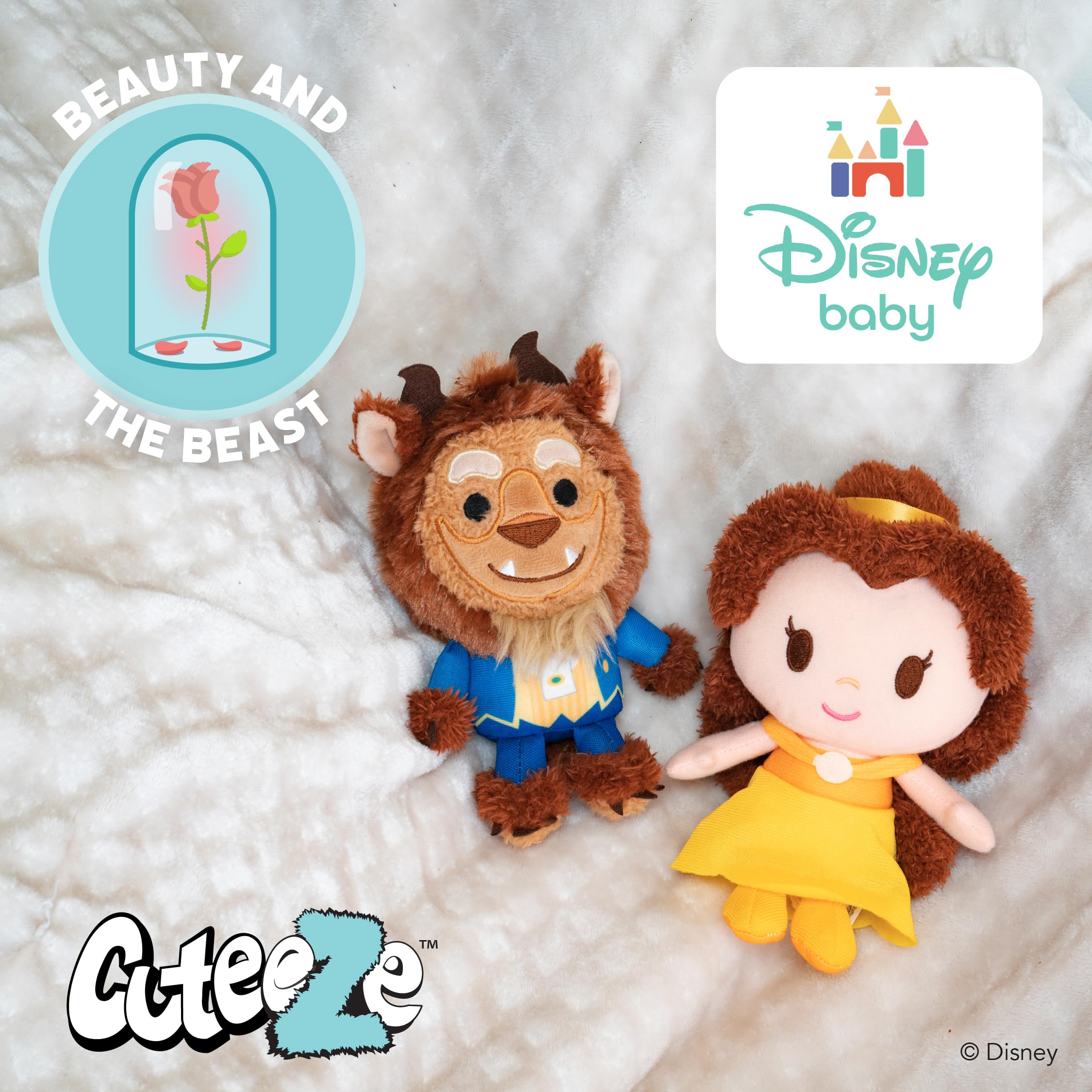 Disney Baby Beauty and The Beast Belle and Beast Plush Toy Set - 7 Inch Stuffed Animals for Toddlers & Kids, Soft Cuddly Toys for Boys & Girls | Perfect for Nursery Decor, Birthday Gifts, and Disney Themed Playtime