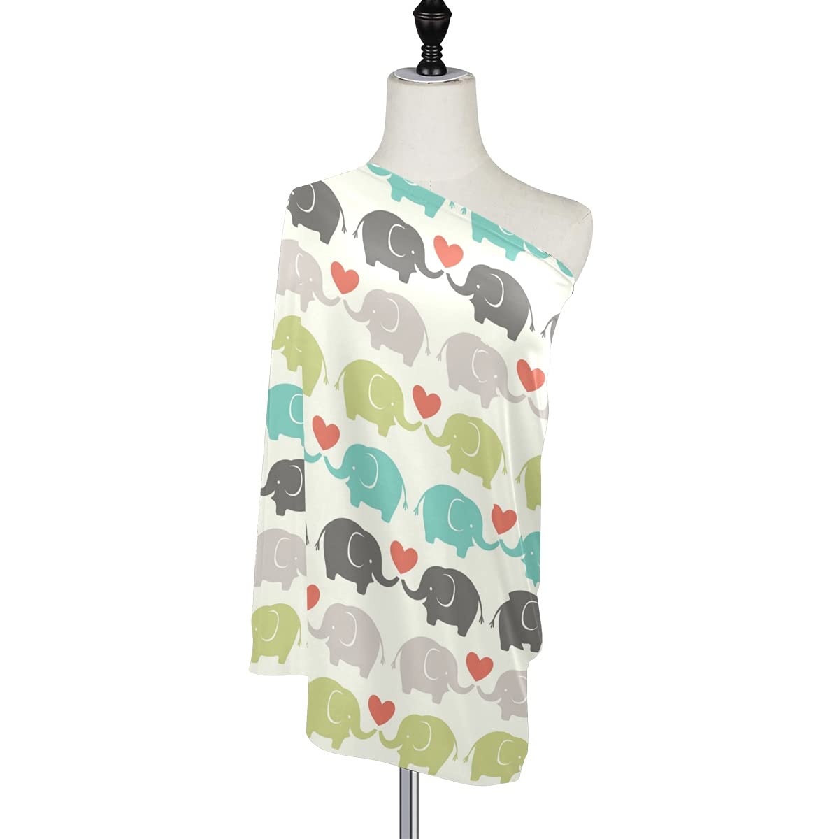 Love Elephant Baby Car Seat Cover & Nursing Scarf - Stretchy Carseat Canopy, Breastfeeding Cover for Boys & Girls - Perfect for Strollers, Shopping & Outdoor Adventures